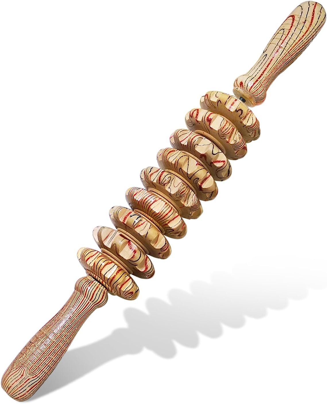 Wooden Massager Handheld Roller Trigger Point Massager Stick for Fascia, Cellulite, Muscle & Abdomen , Body Therapy Massager, Muscle Belly Relief Tool…
