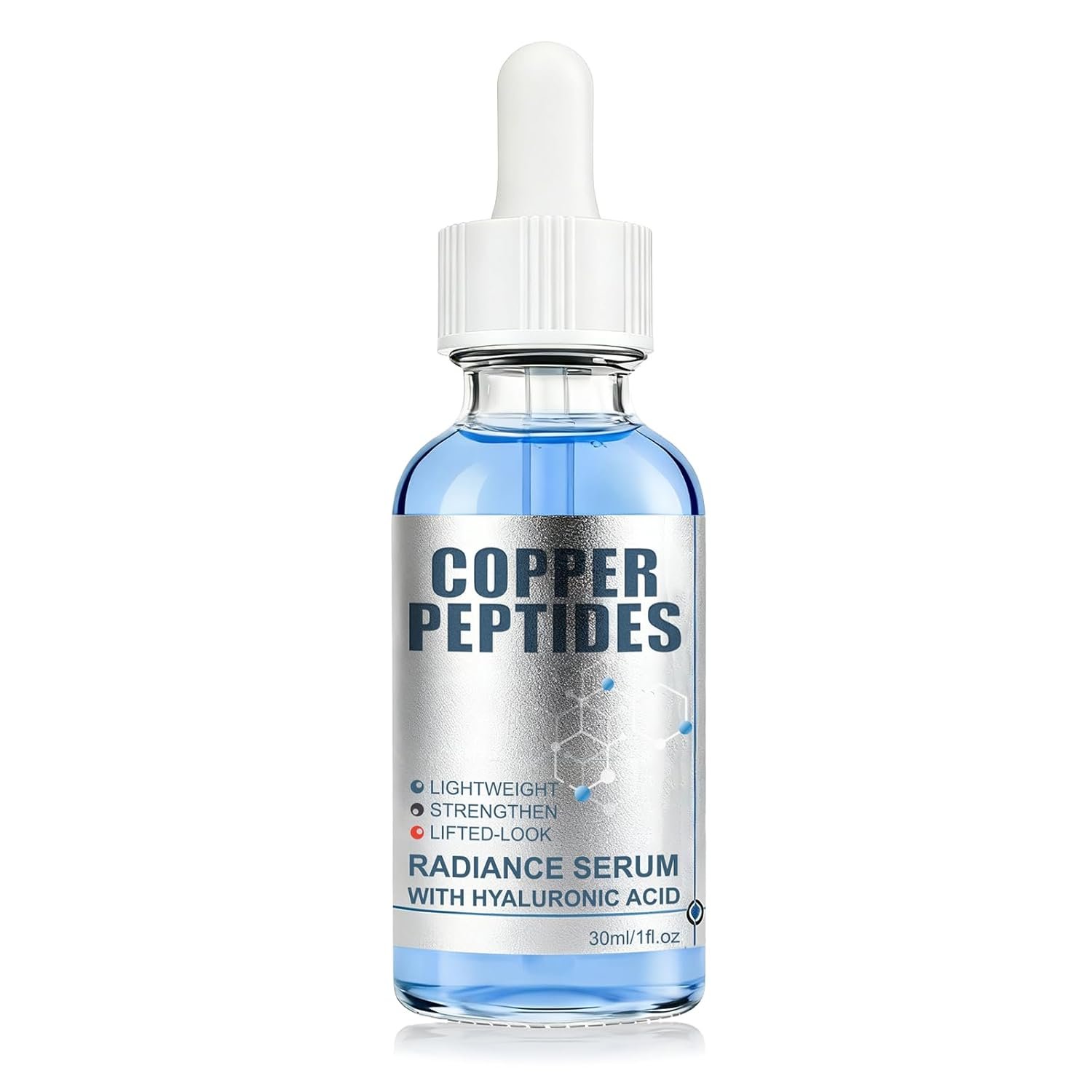 GHK-Cu Copper Peptide Facial Serum with Hyaluronic Acid, Lightweight Deep Hydration Face Serum, Smooth & Plumping Feel