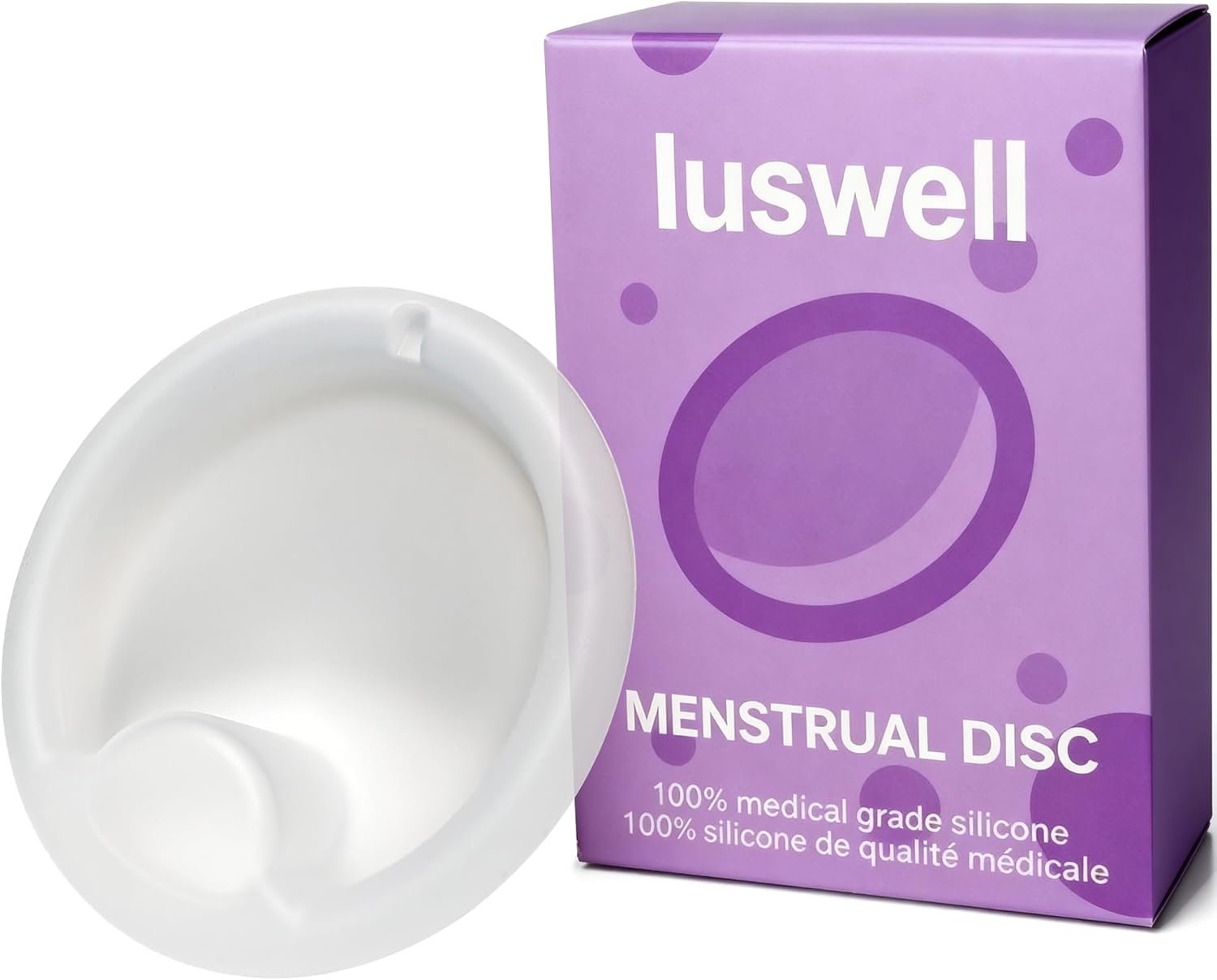Menstrual Disc Alternative to Tampons | Organic 100% Medical-Grade Silicone | Leak-Free, Reusable & FSA Eligible Feminine Product | Hypoallergenic, BPA-Free, with Sterilizer & Travel Pouch (L)