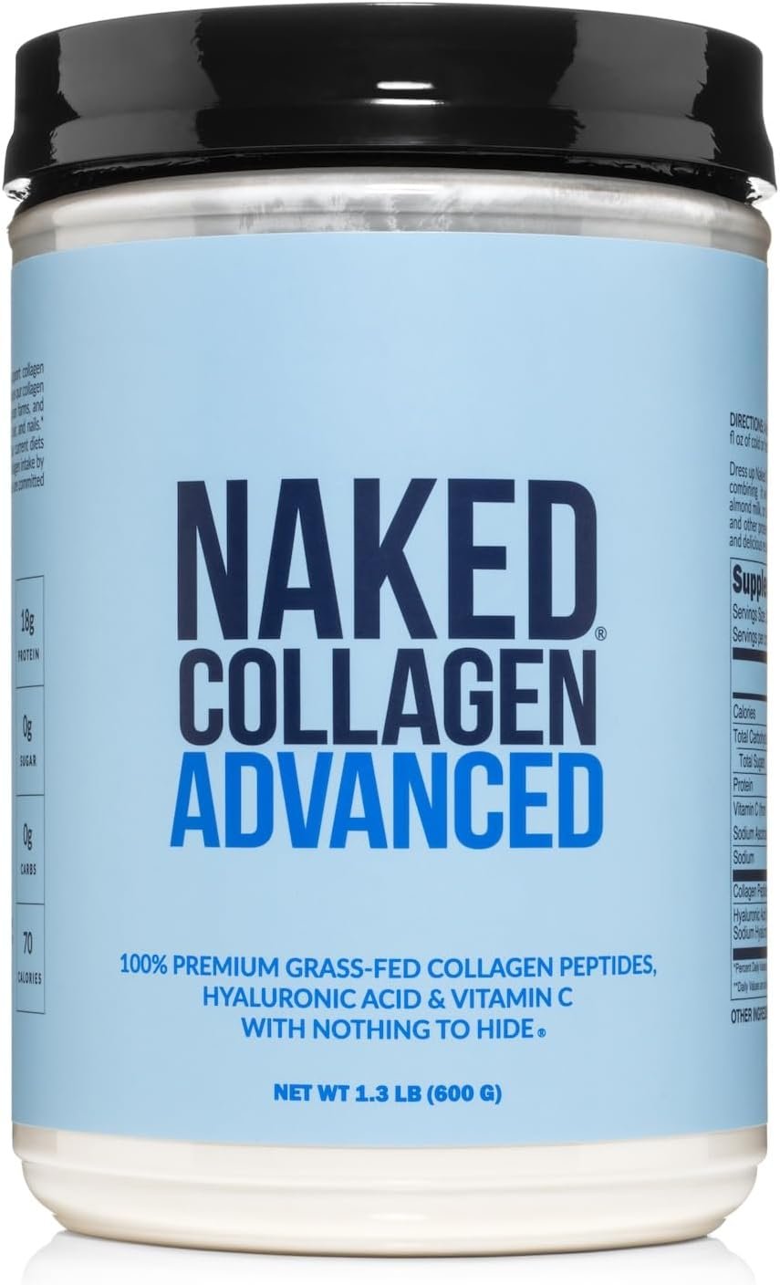 NAKED Collagen Advanced – Peptides Protein Powder, Hyaluronic Acid, Vitamin C, Pasture-Raised, Grass-Fed Hydrolyzed Collagen Supplement, Paleo Friendly, Non-GMO, Keto, Gluten Free, 1.3LB
