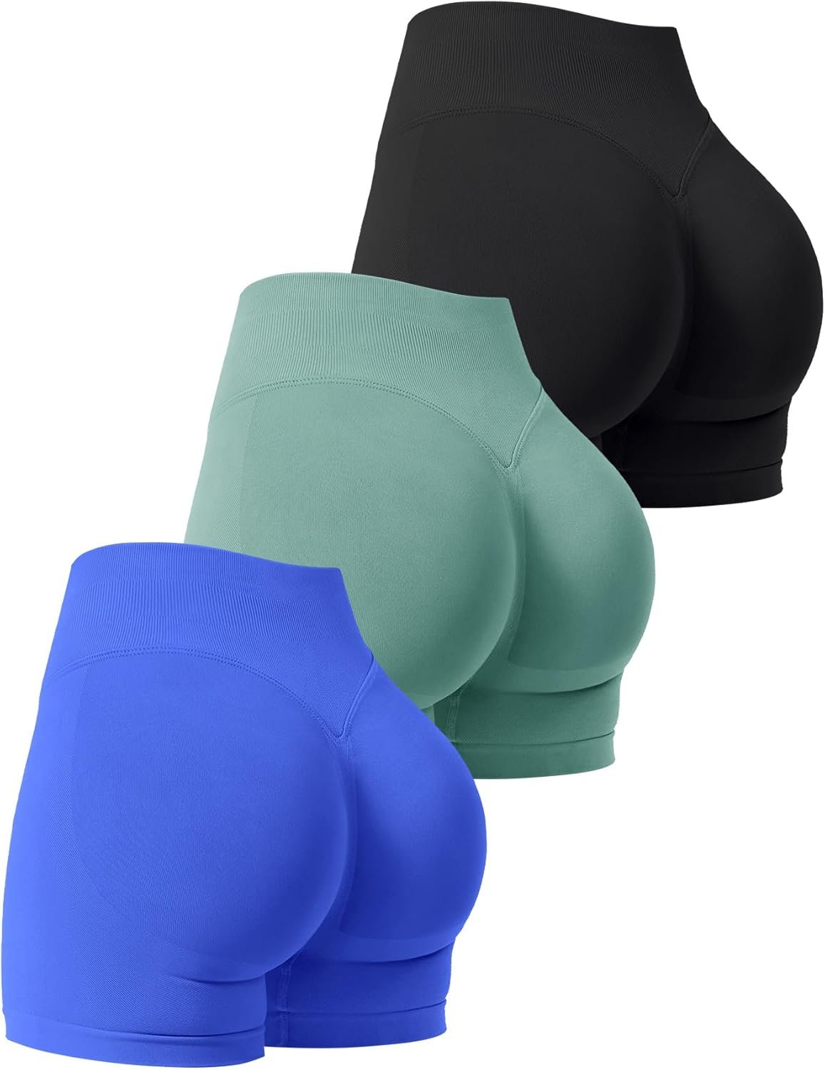 3 Pack Workout Gym Shorts Women Scrunch Butt Lifting Seamless High Waist Yoga Booty Shorts for Women