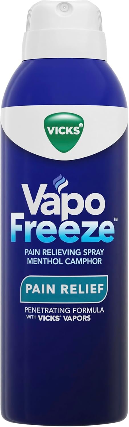Vicks VapoFreeze Menthol Pain Relieving Spray 3oz, for Muscles & Joint Pain Associated with Arthritis, Simple Backaches, Strains, Sprains, Bruises, Vicks Vapors, Penetrating Formula