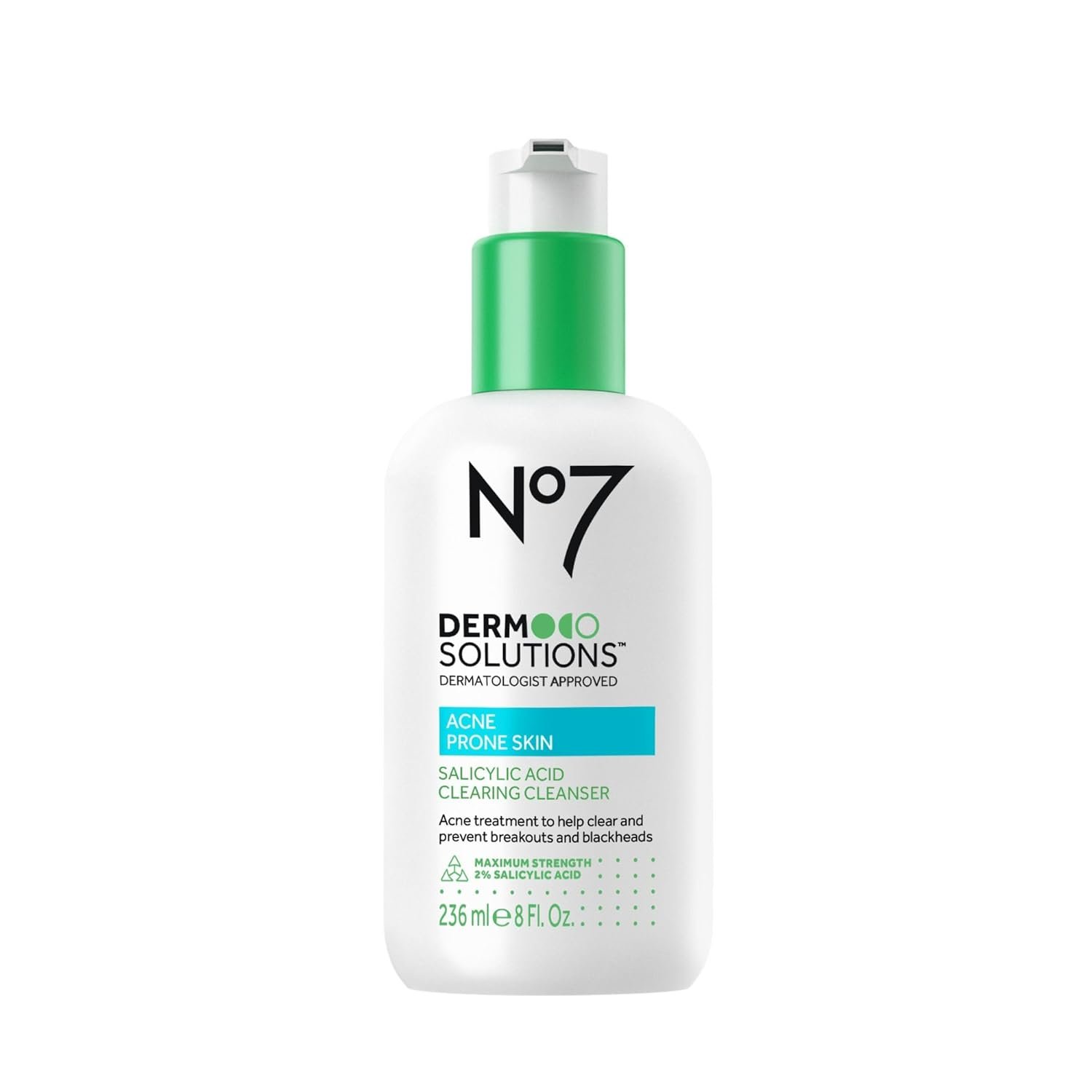 No7 Derm Solutions Salicylic Acid Facial Cleanser – Exfoliating Face Wash with 2% Salicylic Acid + 4% Niacinamide – Acne Prone Skin Care for Radiant, Blemish Free Skin (6.7 fl oz)