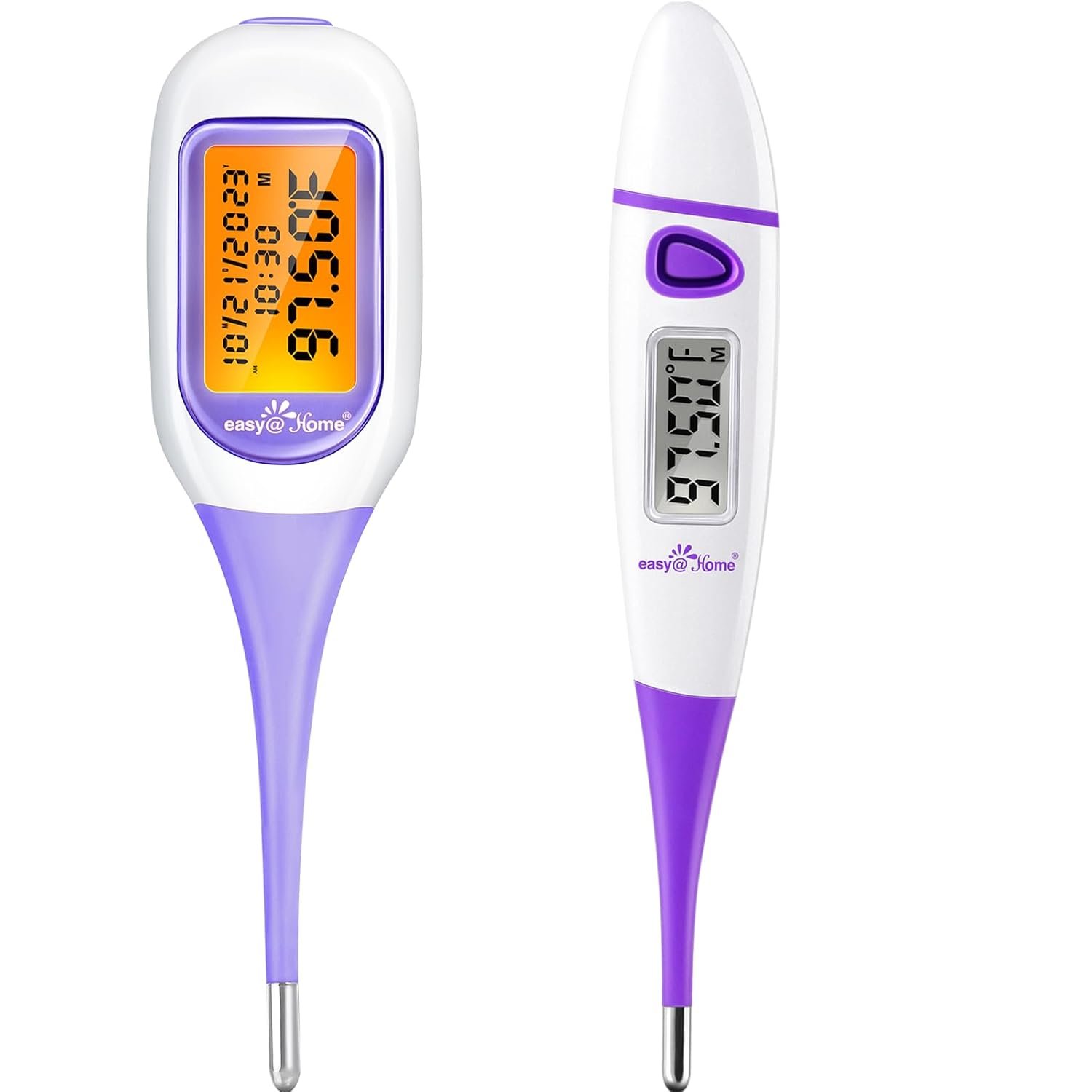 Easy@Home Basal Body Thermometer for Ovulation, 1/100th Degree High Precision, Accurate BBT Thermometer for Natural Ovulation Tracking by Premom APP, EBT-300 & EBT-018, Purple, Purple