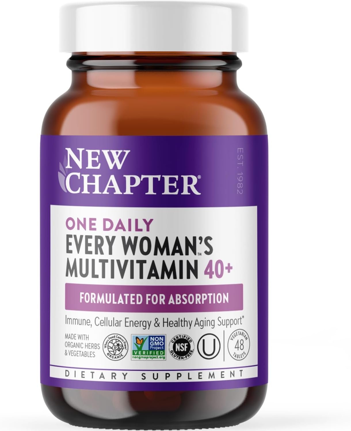 New Chapter Every Woman’s One Daily 40+ – Multivitamin for Women – Supports Immune, Bone, Hormone & Cellular Energy Health* – Non-GMO, Gluten Free, Dairy Free, Vegetarian & Kosher – 48 Tablets