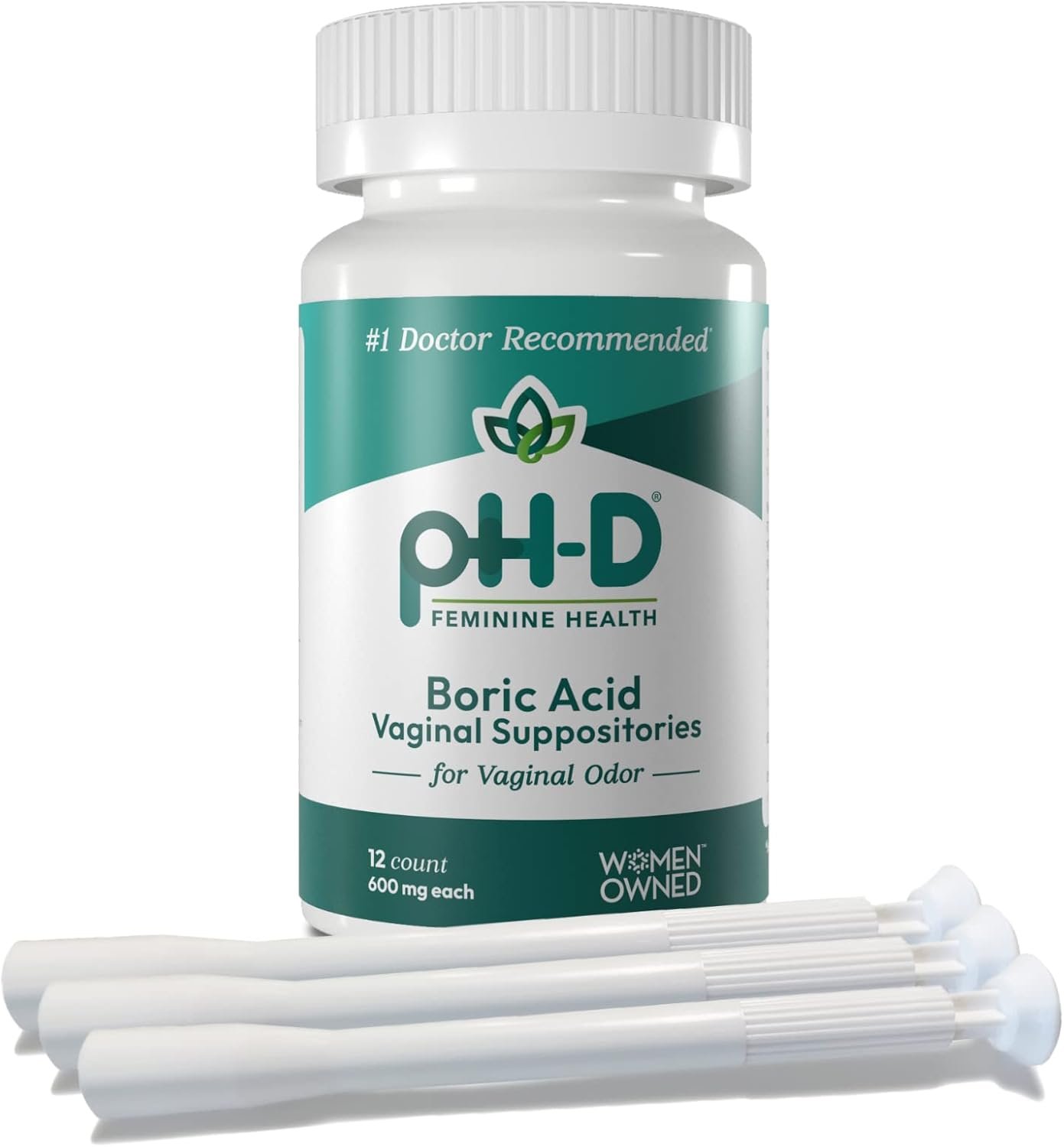 pH-D Feminine Health Support – Boric Acid Starter Bundle – pH-D Boric Acid Vaginal Suppositories 12 Count and 3 Vaginal Suppository Applicators