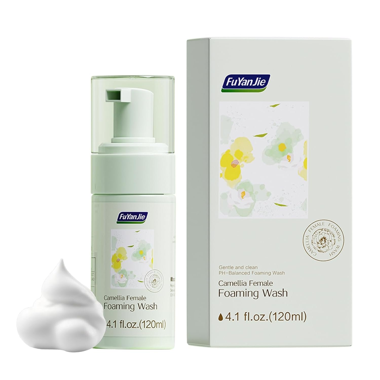 Camellia Female Foaming Wash, Feminine Wash, pH Balanced Intimate Wash with Witch Hazel & Hyaluronic Acid, Camellia, Hydrating, Moisturizing, Gentle for Soothing Care & Odor Control