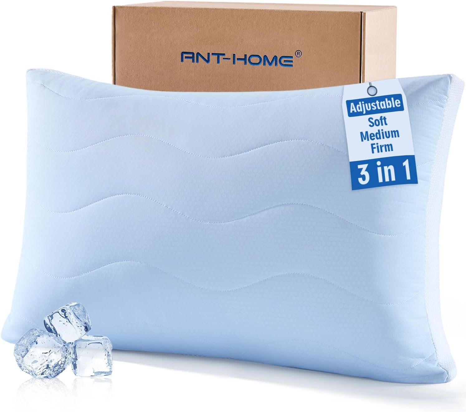 Cooling Adjustable Pillow for Side, Back, Stomach Sleepers，Customizable Support Pillows for Neck Pain Relief，Standard Size Set of 1 Luxury Bed Pillow.