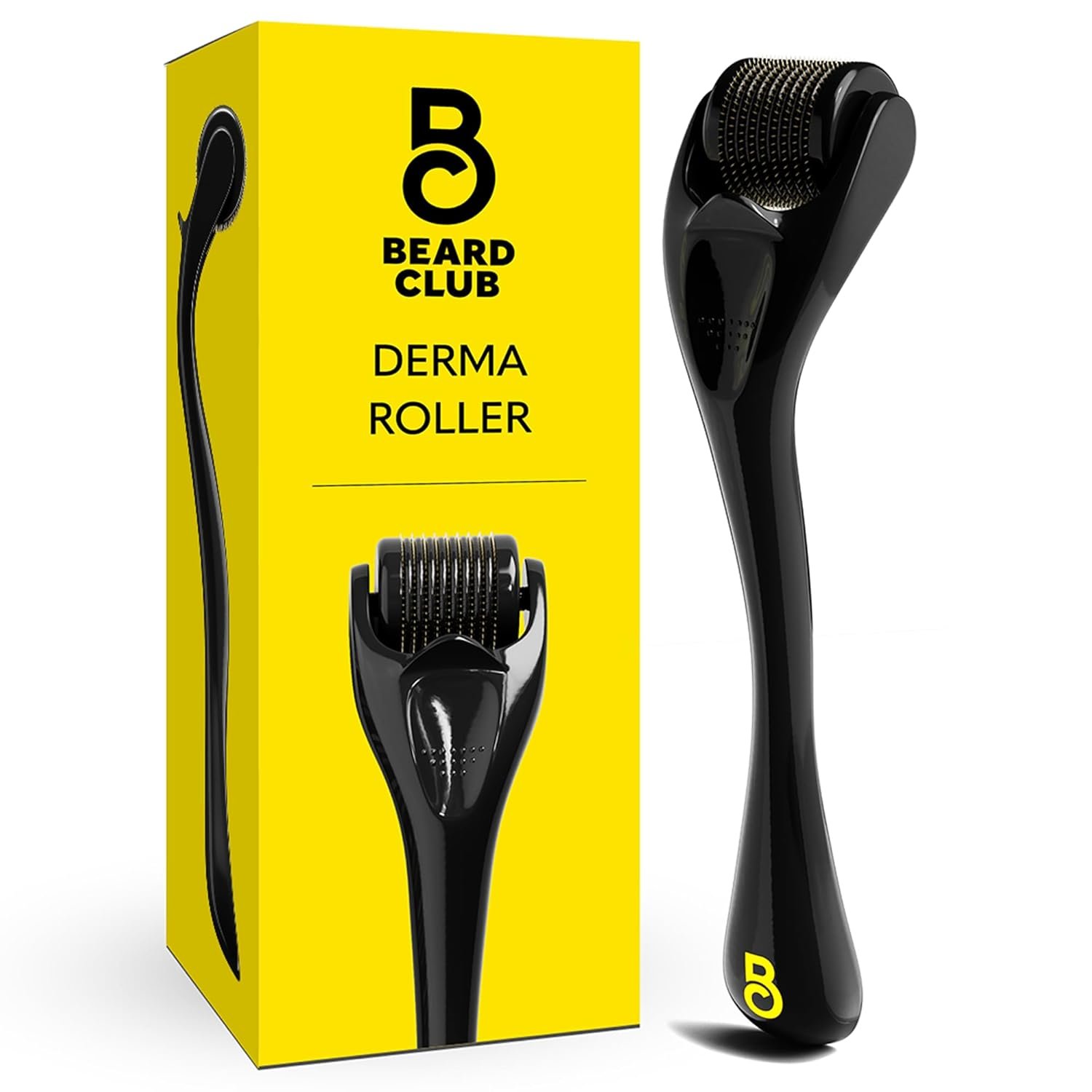 The Beard Club Derma Roller for Face, Body and Scalp – Microneedling for Men and Women with 540 Titanium Microneedles – Beard Roller & Micro Needling Scalp Hair – Black
