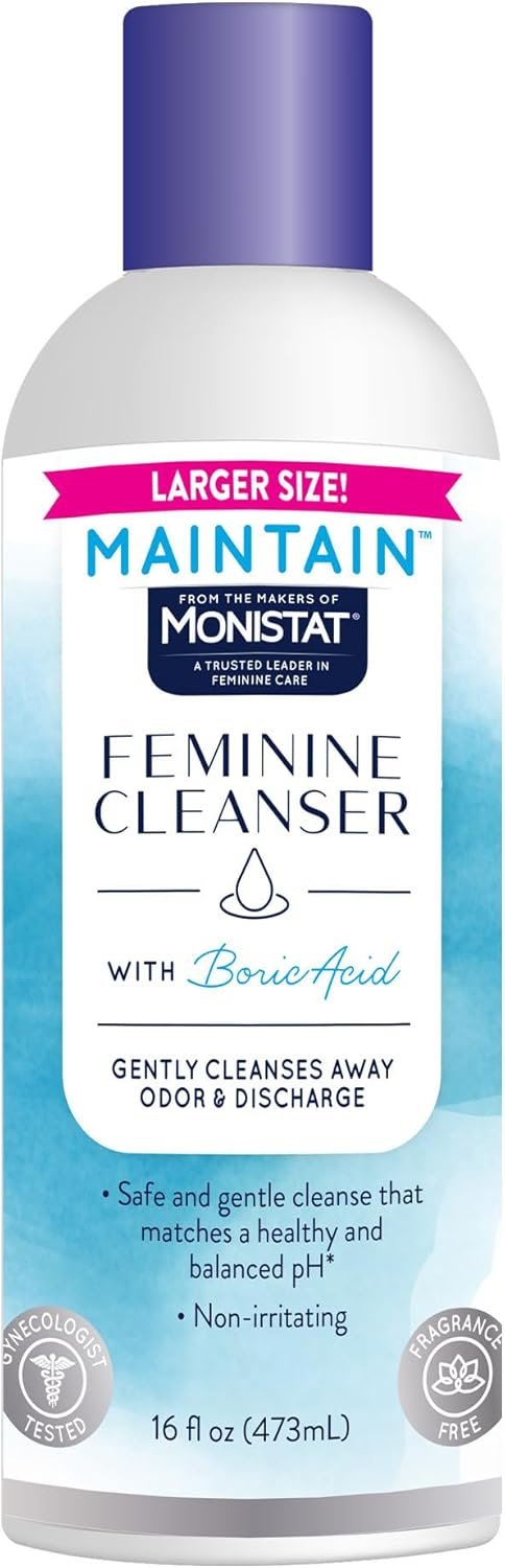 Monistat Boric Acid Feminine Wash, Fragrance-Free Intimate Wash for Women with Gentle pH-Balanced Formula, 16 Fl Oz