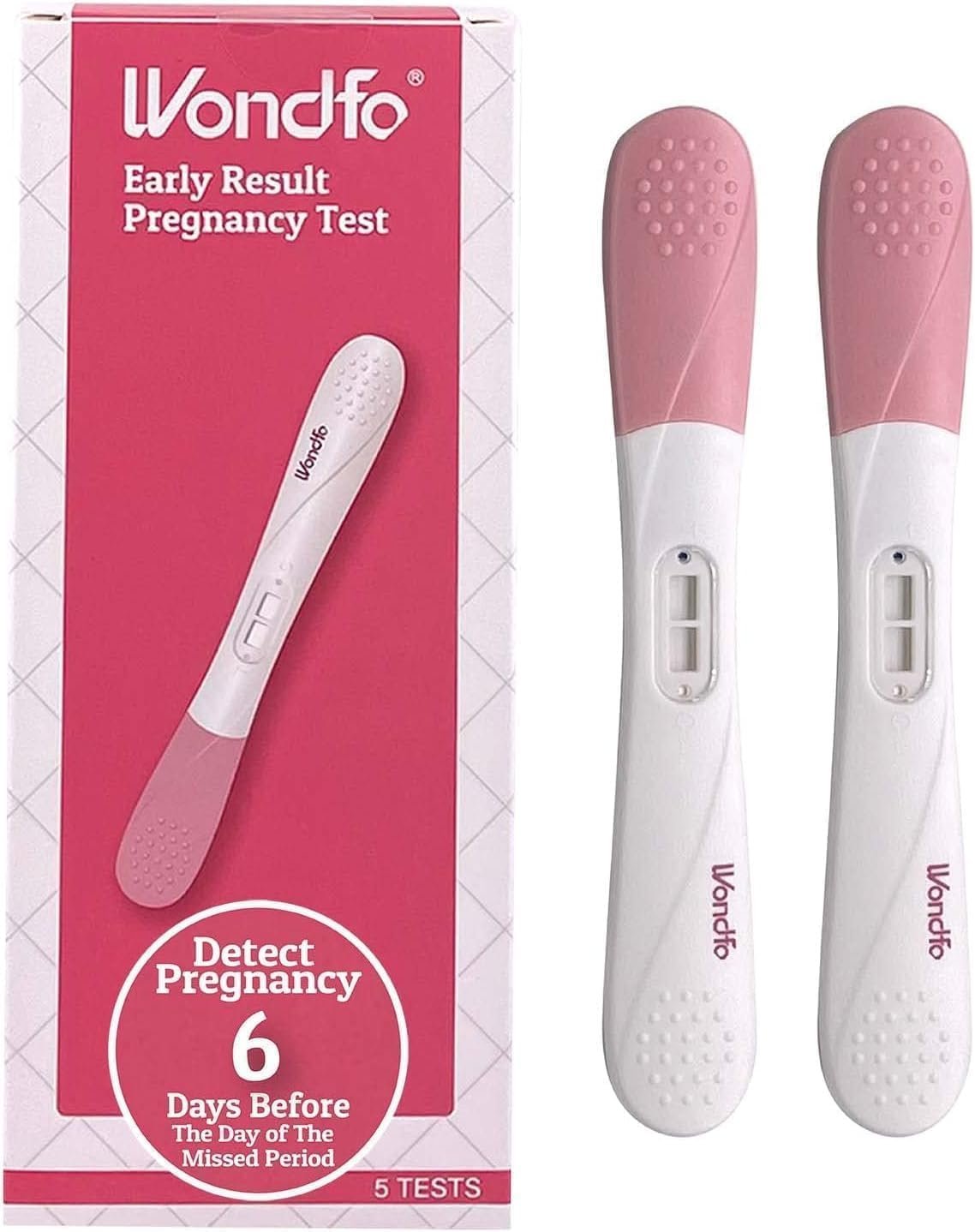 Wondfo Pregnancy Test Early Result 5 Pack – Extra Sensitive and Very Early HCG Urine Midstream Test 10 MIU – Detect 6 Days Sooner Than Your Missed Period
