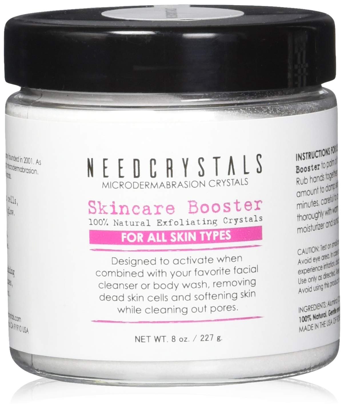 NeedCrystals Microdermabrasion Crystals 8 oz. / 227g. DIY Face Scrub. Natural Facial Exfoliator for Dull or Dry Skin Improves Acne Scars, Blackheads, Pore Size, Wrinkles, Blemishes & Skin Texture