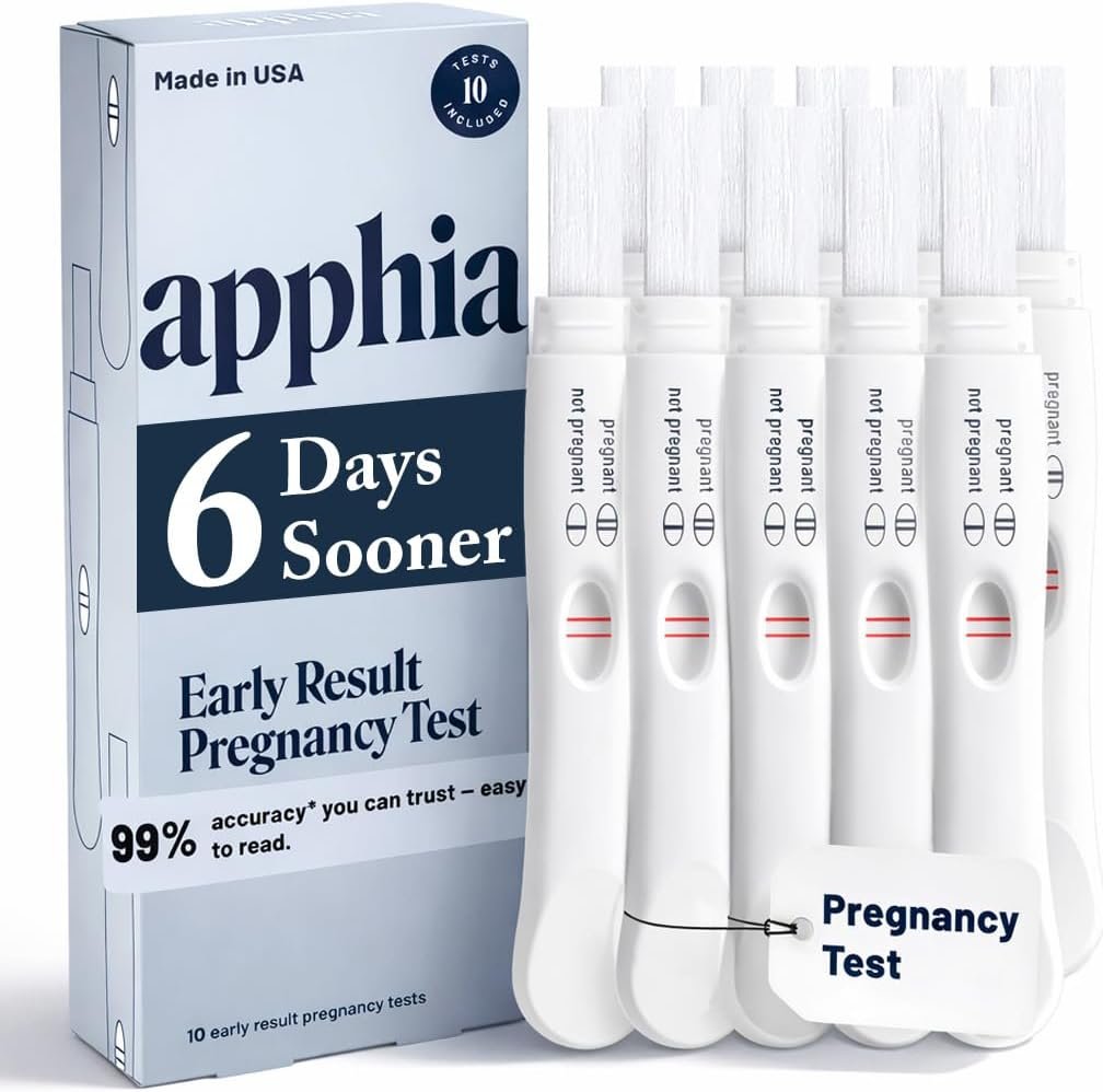 Apphia Health Early Detection Pregnancy Test Kit Midstream hCG Tests, Detects Pregnancy Up to 6 Days Before Missed Period, Easy to Read Results, Female Urinal Compatible, Made in USA (10)