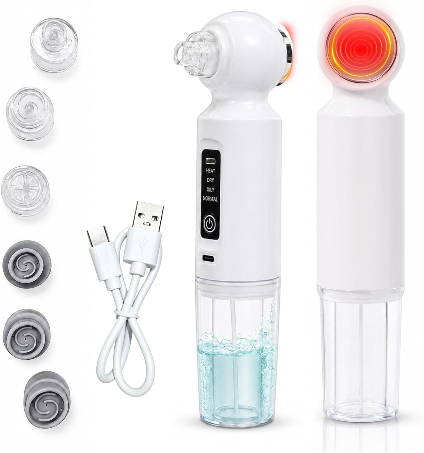 Blackhead Remover Vacuum with 46° Warm Compress-Smart Water-Oxygen Hydration Mode, 6 Heads Facial Vacuum Pore Cleaner, 3-Level Pore Vacuum Blackhead Suction Remover for Blackheads, USB-C