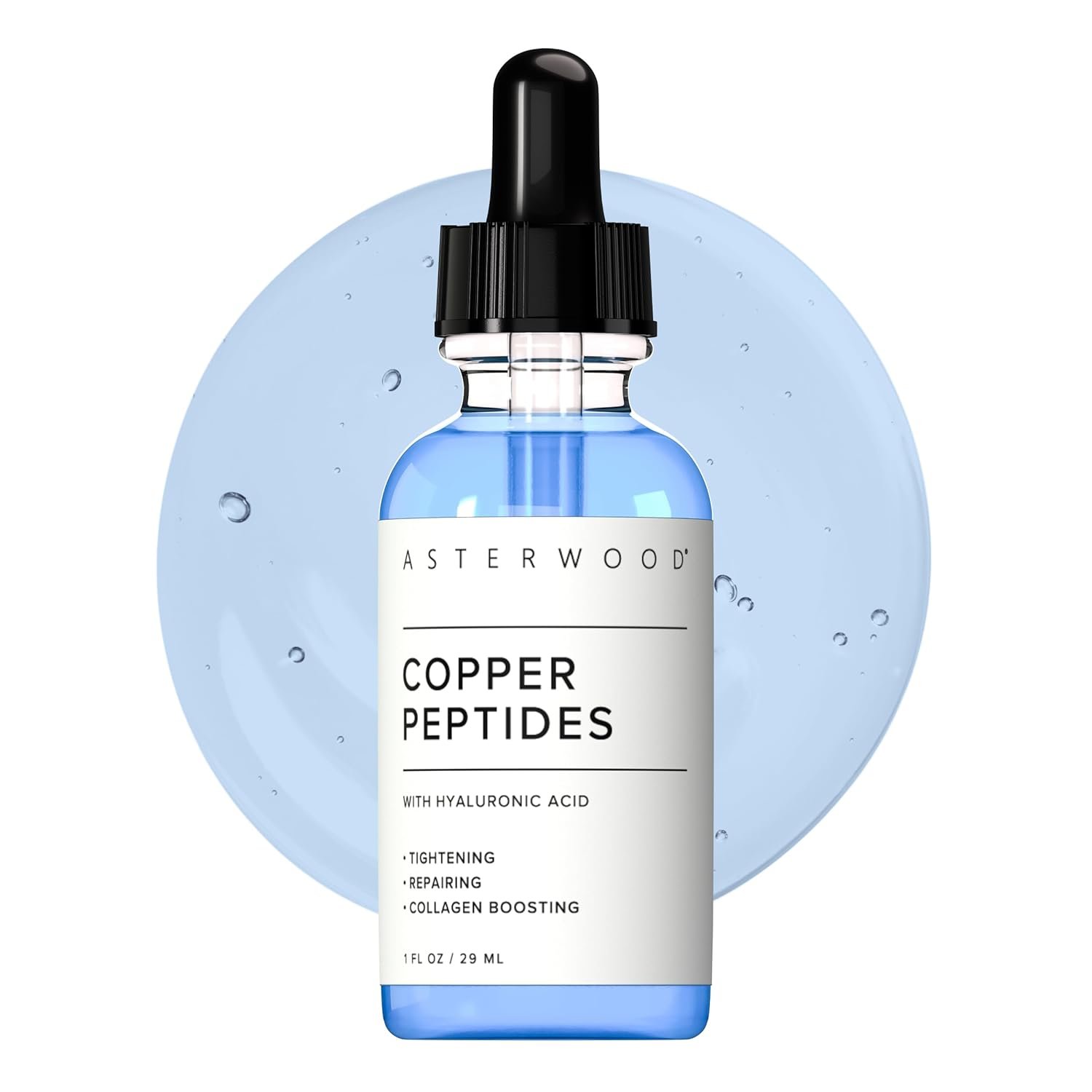 Asterwood Copper Peptides Serum for Face – with GHK-Cu Peptide and Hyaluronic Acid – Anti-Aging Facial Serum – 1 Fl Oz