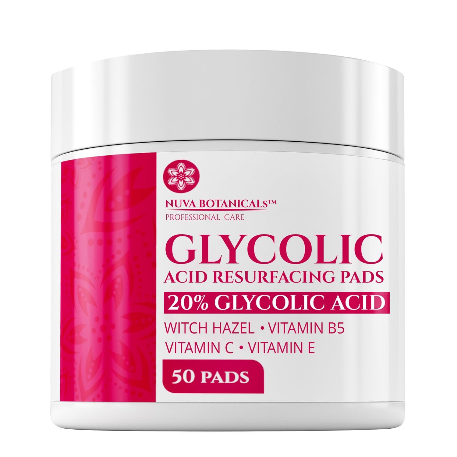 20% Glycolic Acid Pads (50 Pads) – Exfoliating Pads for Face Chemical Peel for Face at Home – Glycolic Acid Peel Exfoliating Face Pads – Acne Pads Facial Peel Face Exfoliating Pads with Vitamin C
