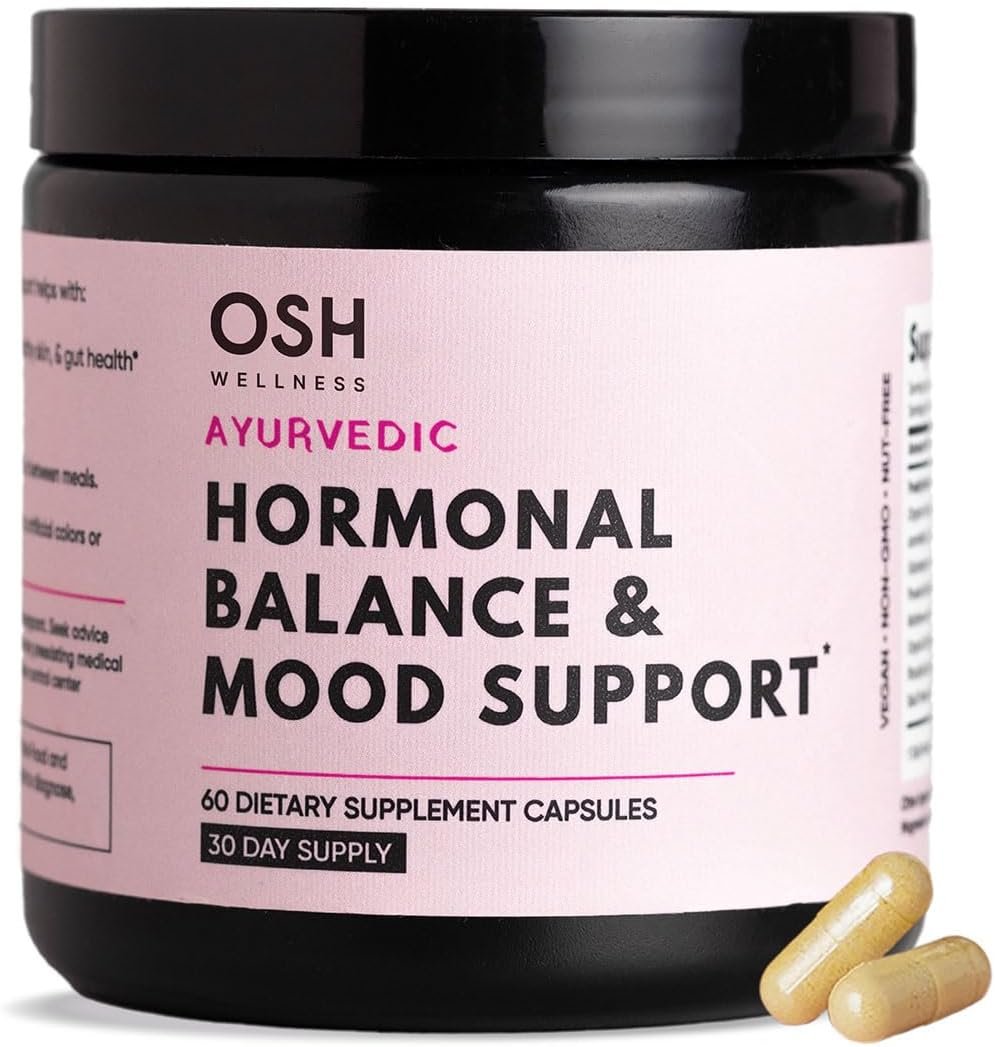 Ayurvedic Hormone Balance for Women | Cortisol Reducer | Mood, Energy, Stress, & Sleep Support | Estrogen | Perimenopause | Ashwagandha, Rhodiola, & Shatavari | Made in USA | 60 Ct. – OSH Wellness