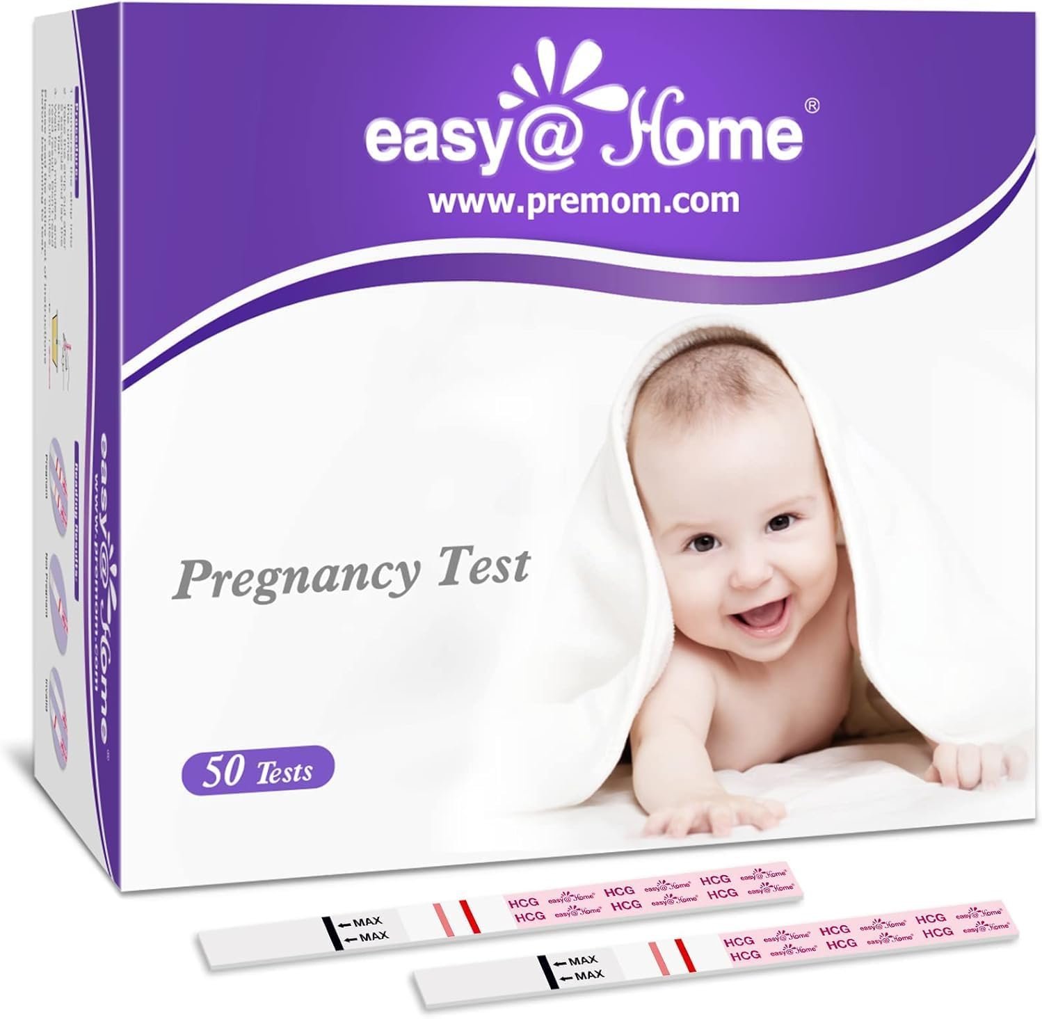 Easy@Home Pregnancy Test Strips: 50 Pack HCG Test Strips – Early Detection Bulk Pregnancy Tests Kit | EZW1-S:50