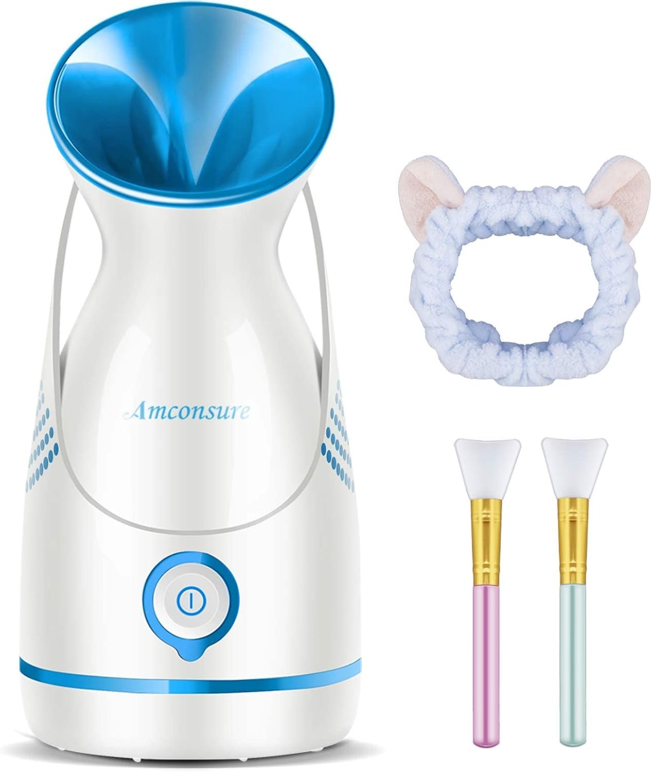 Amconsure Facial Steamer – Nano Ionic Face Steamer Warm Mist Steamer for Home Sauna SPA, Humidifier for Deep Cleaning Unclogs Pores Sinuses(Blue)