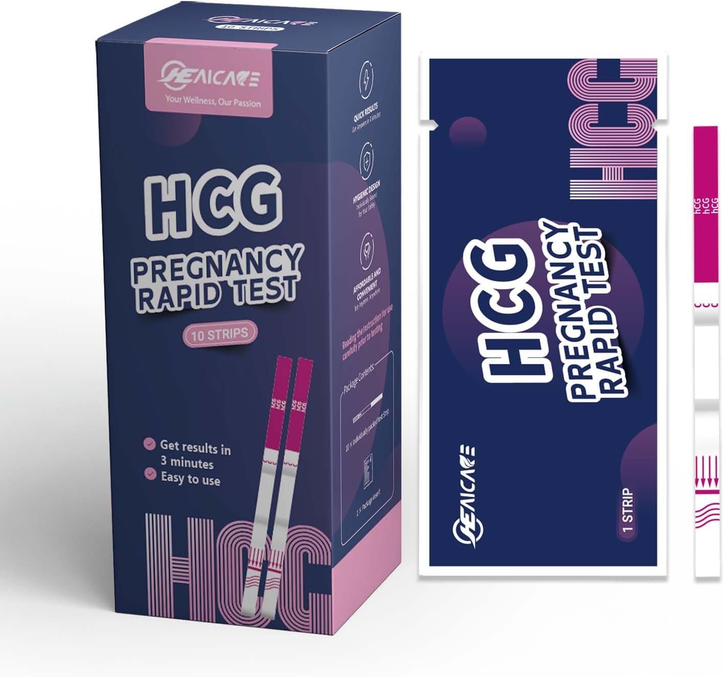 Ultra Sensitive Early Pregnancy Test Strips, 10 MIU/ml Highly Sensitive HCG Test Kit, Fast & Clear Results in 3 Minutes, Reliable Home Pregnancy Test, 10 Count