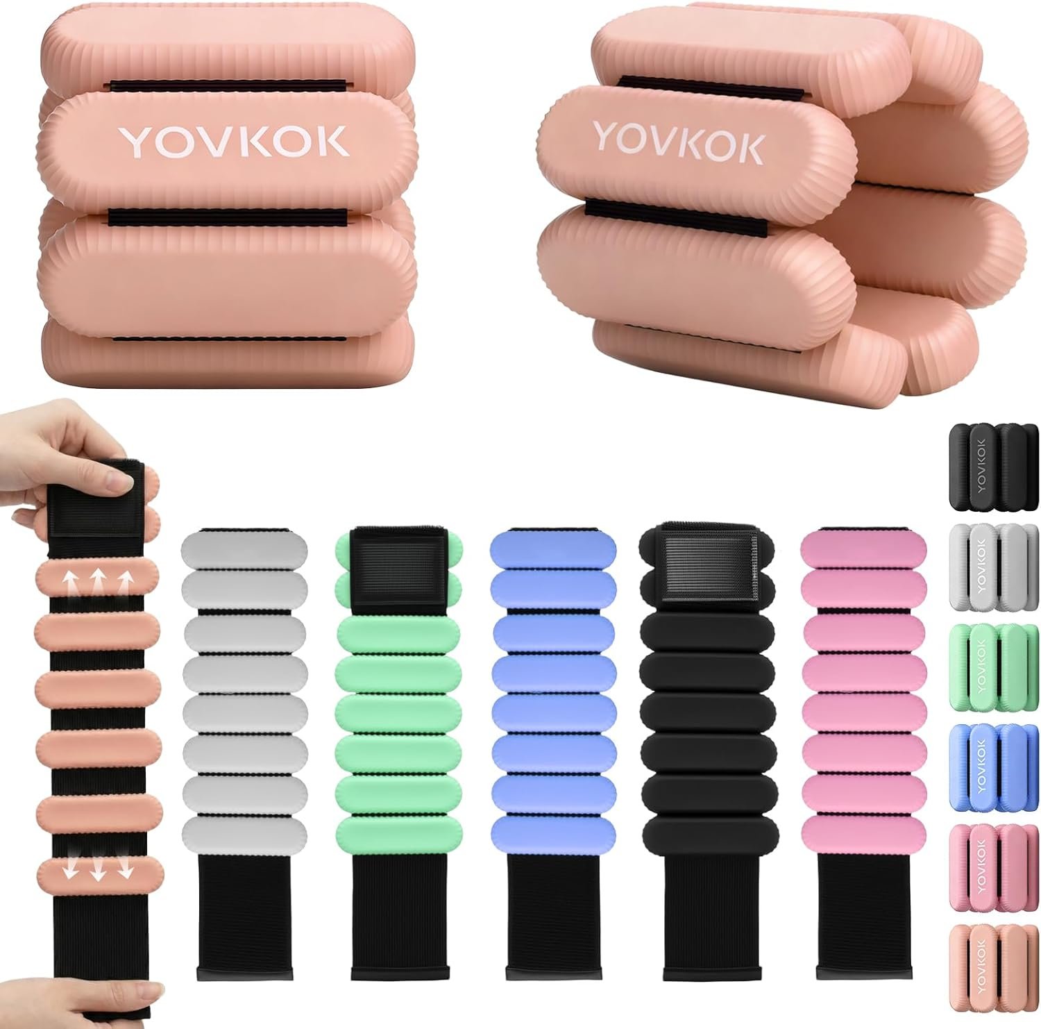 Wrist Weights, Silicone Adjustable Ankle Weights for Women Men – Strengthen Arms and Legs Ideal for for Home Gym Workout, Running, Yoga, Pilates, Barre, Exercise, Strength Training