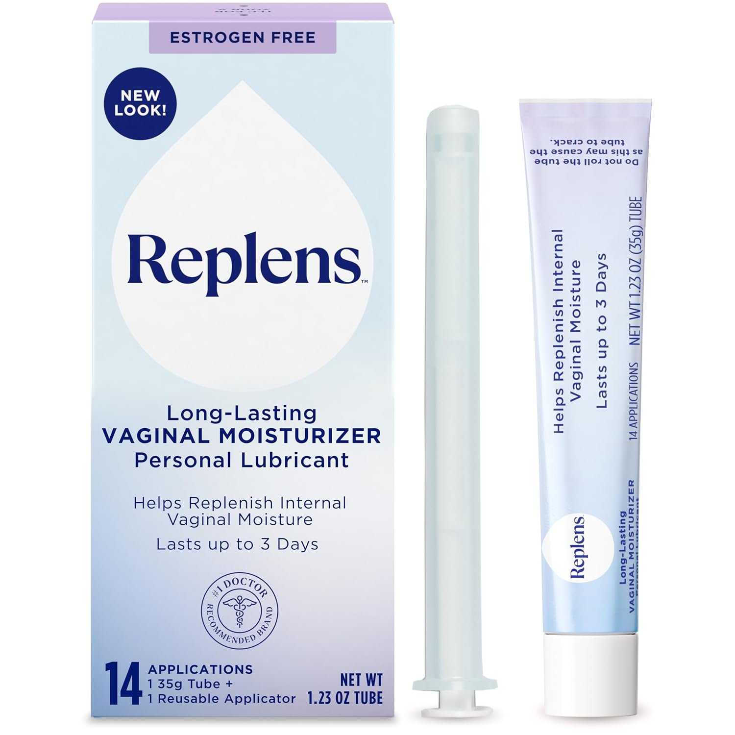 Replens Long-Lasting Vaginal Moisturizer, Relieves Vaginal Dryness for Up to 3 Days, Fragrance Free, 14 Applications