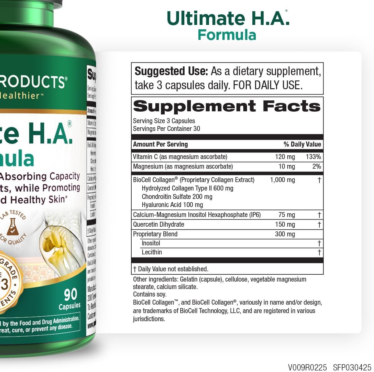 Purity Products Ultimate H.A. Formula – Clinically Studied BioCell Collagen – Dynamic Hyaluronic Acid Support for The Joints and Skin – 90 Count per Bottle (2 Bottles) – from