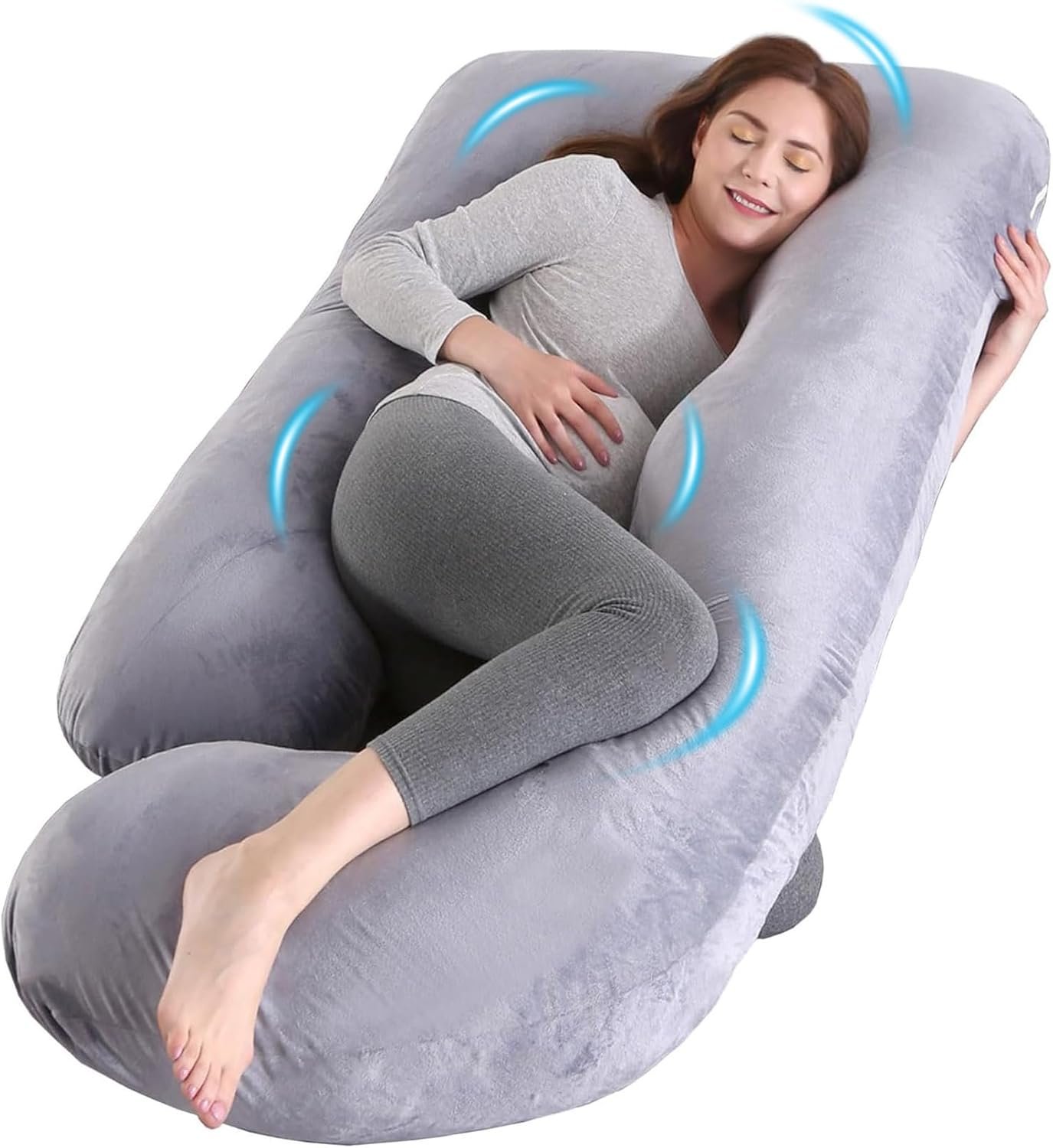 U-Shaped Pregnancy Pillow for Sleeping, Full Body Support for Back, HIPS & Belly – 57 Inch Maternity Pillow with Machine Washable Cover | Maternity Essential