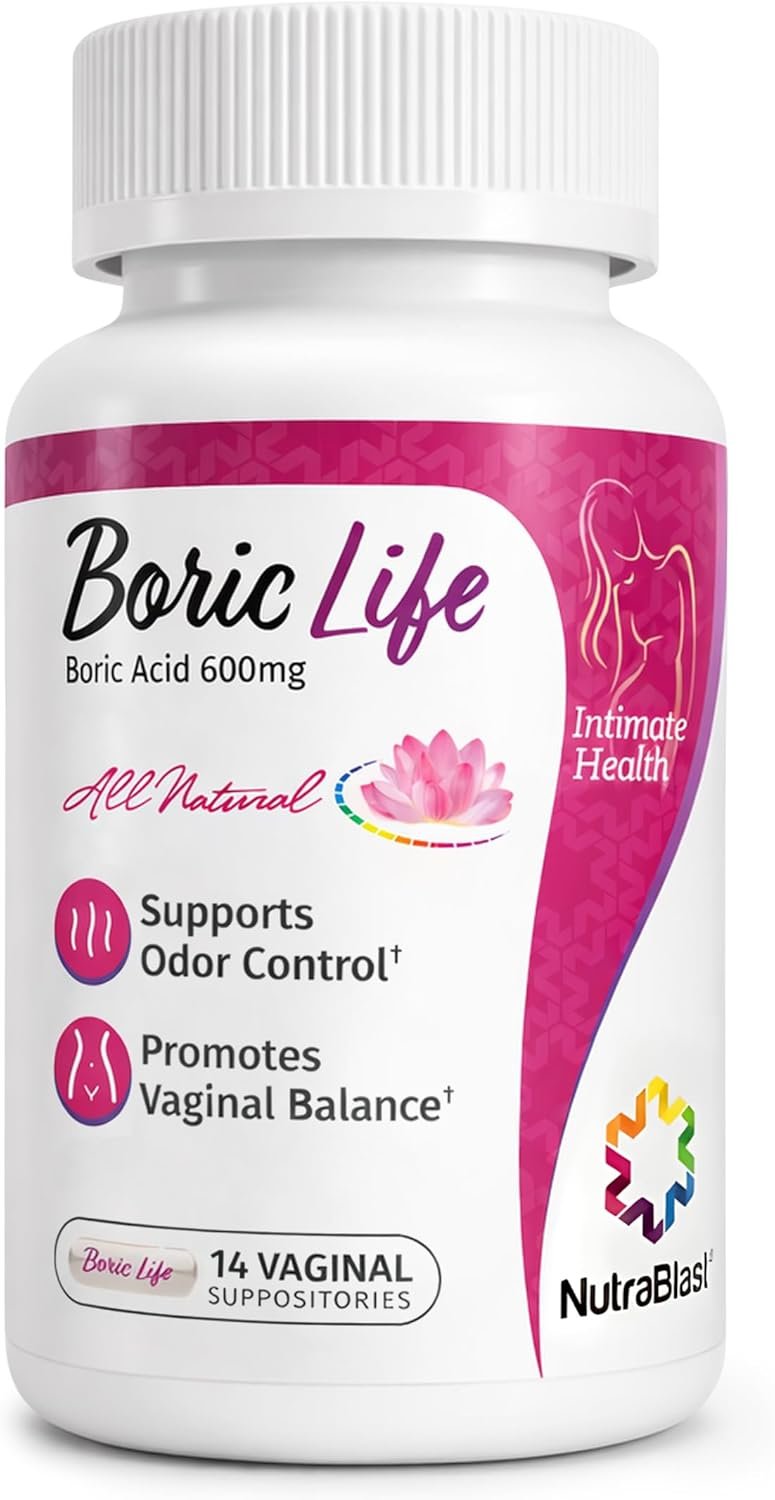NutraBlast Boric Acid Suppositories – 100% Pure Made in USA – Boric Life Intimate Health Support (14 Count)