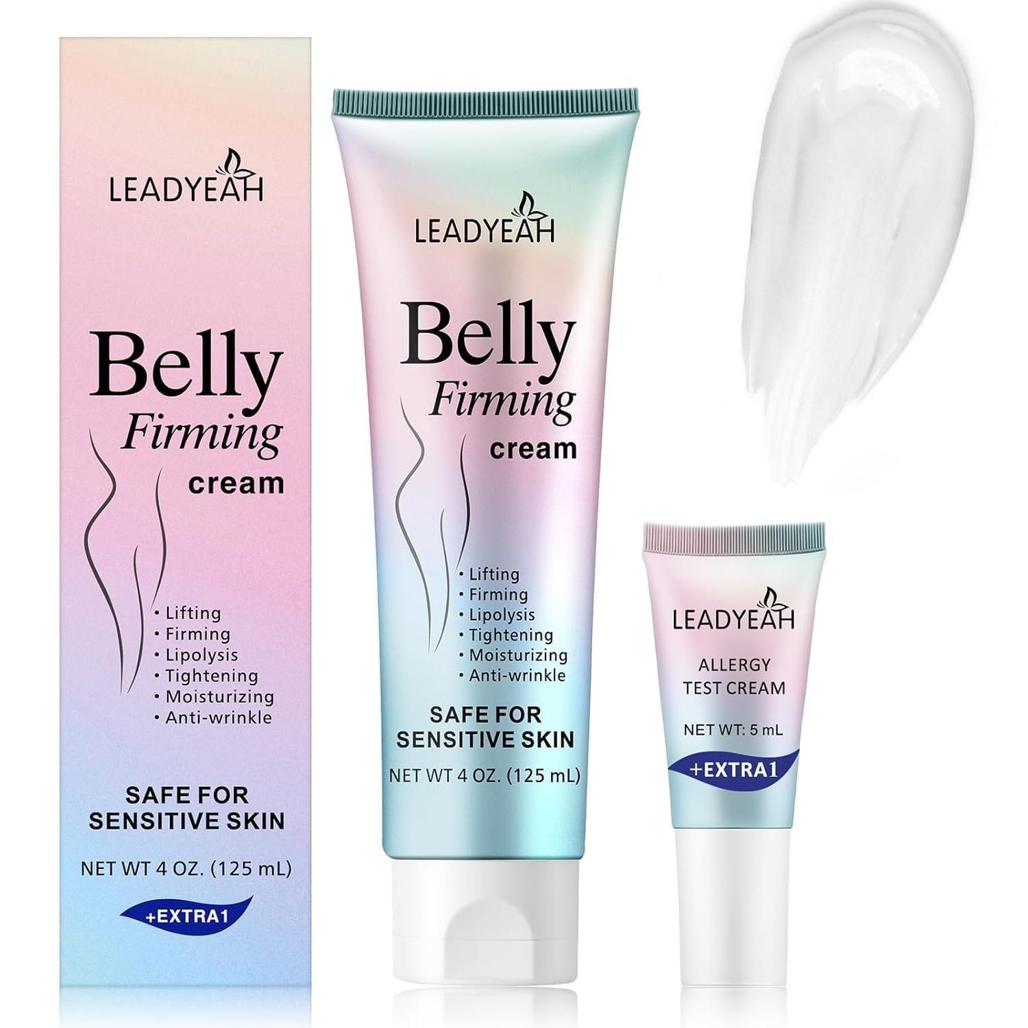 B Flat Belly Firming Cream – Moisturizing, Firming for Stomach, Thighs and Butt, Body Lotion for Women and Men, 125 ML