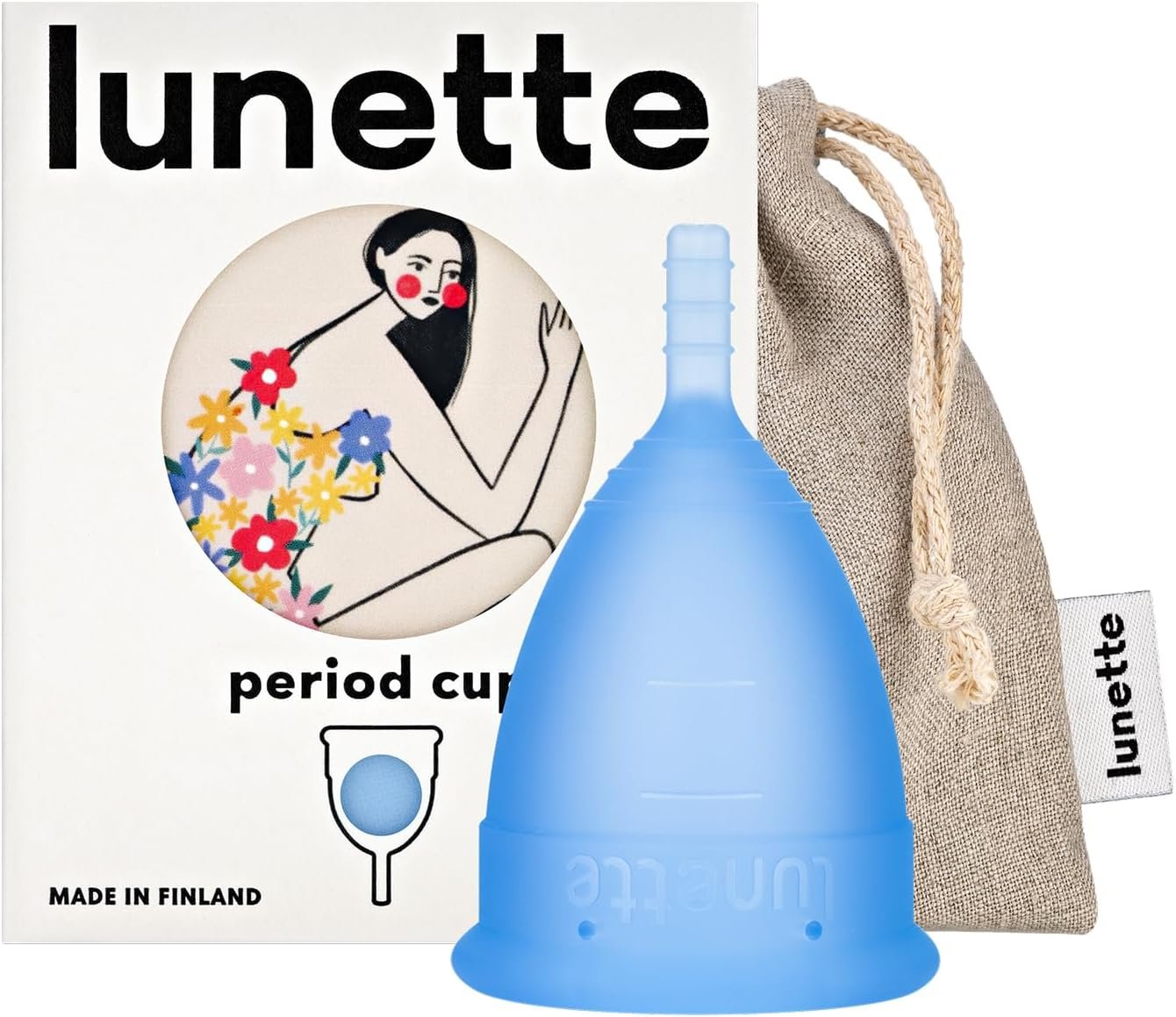 Lunette Menstrual Cup – Reusable Period Cup – BPA-Free Medical-Grade Silicone – Up to 12-Hours Comfort – Tampon Alternative Reusable for 10 Years – Made in Finland – Size 2 Blue