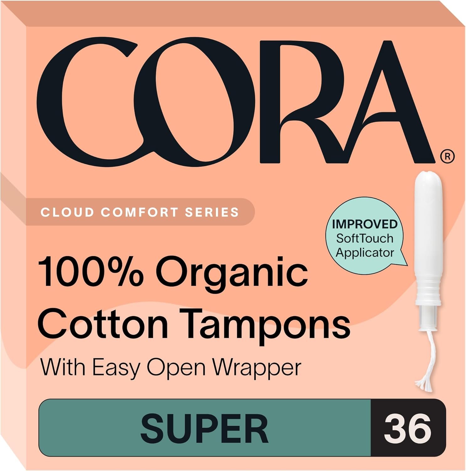 Cora Organic Cotton Tampons (36 Super Plus Tampons)