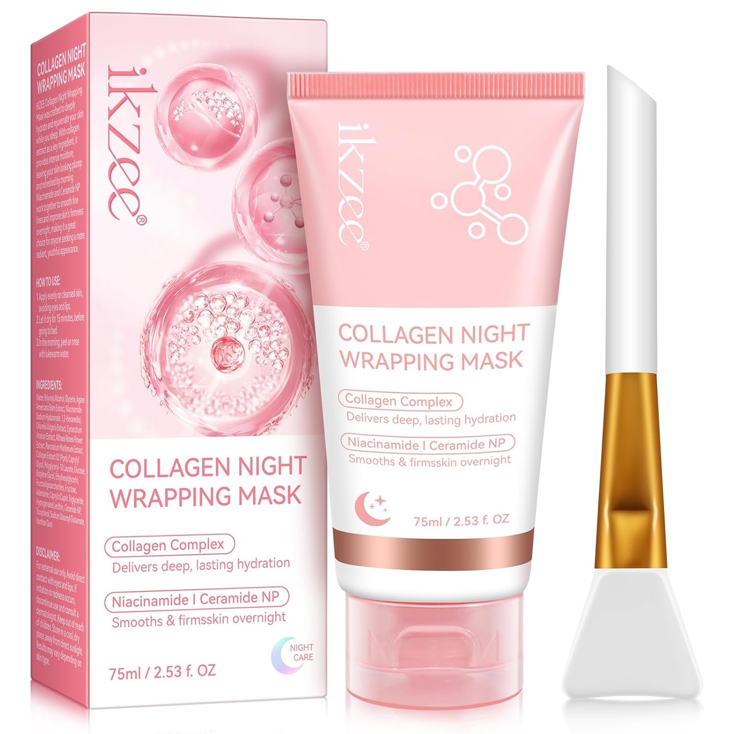 Collagen Night Wrapping Mask, Overnight Peel Off Facial Mask with Hydrolyzed Collagen for Hydrated, Plumped & Smooth Skin