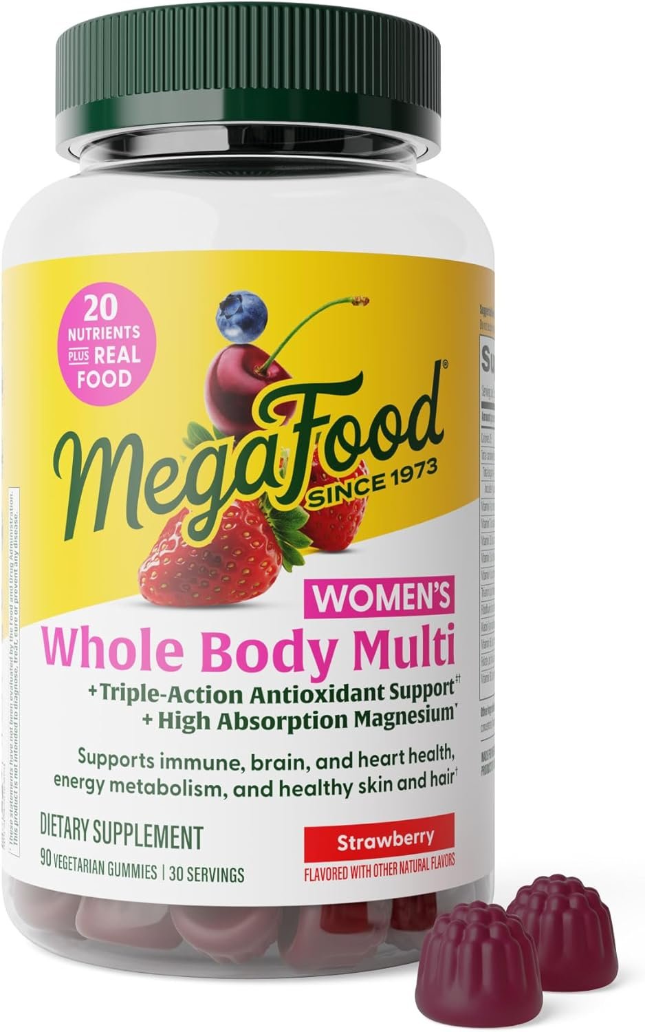 MegaFood Women’s Whole Body Multivitamin Gummies – Multivitamin for Women Vitamin C, Magnesium Citrate, Vitamin D3, Folate, Biotin & Zinc – Brain, Heart & Immune Support – 90 Gummies, 30 Servings
