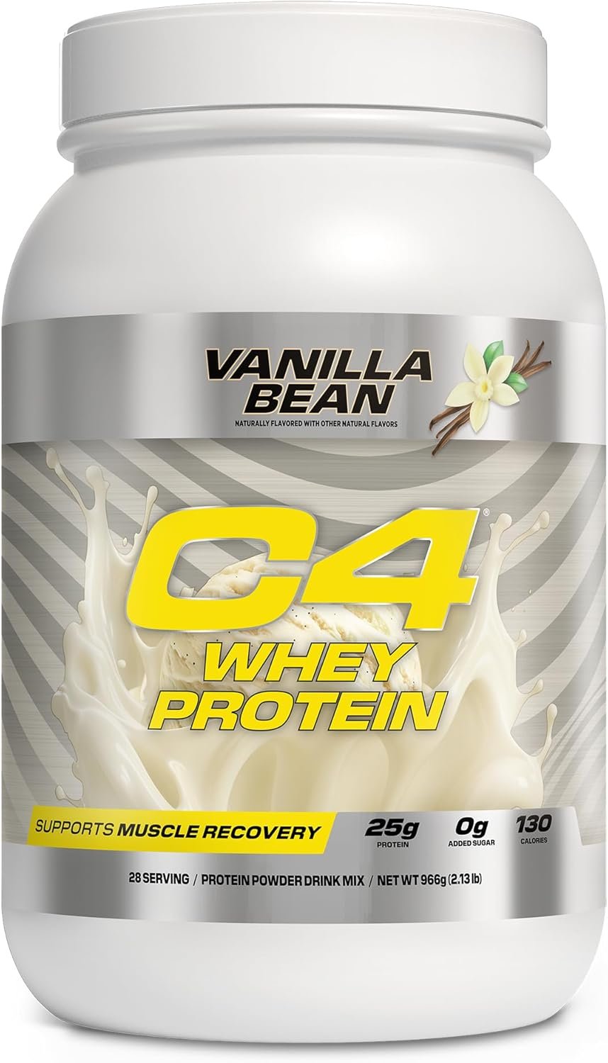 Cellucor C4 Whey Protein Powder, Vanilla Bean – 25g Protein, 0g Added Sugar, 130 Calories Per Serving, Supports Muscle Recovery, 28 Servings, Premium Whey for Post-Workout