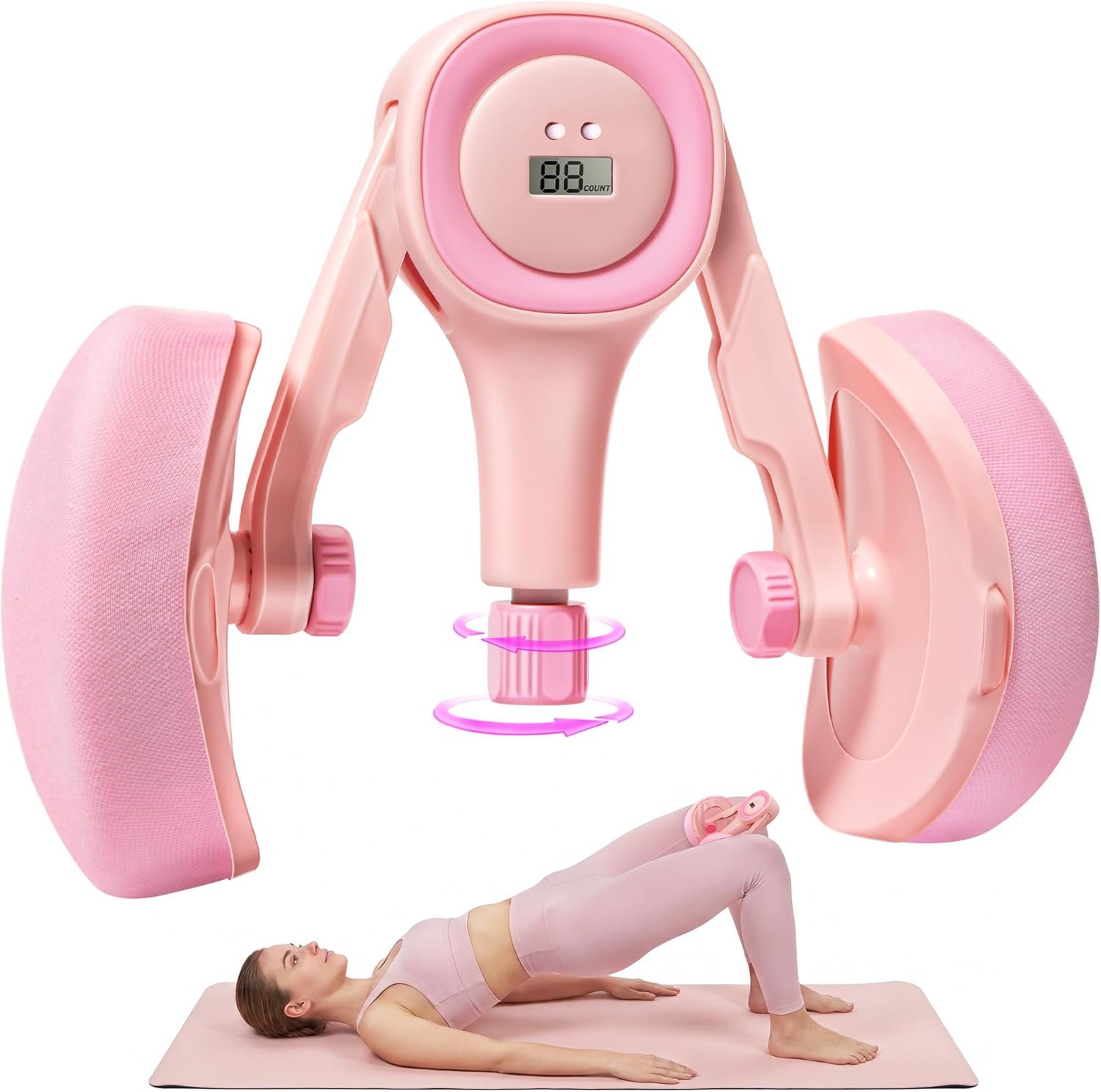 Thigh Master for Female Beginner, Weight Adjustable Pelvic Floor Exercise Device with Soft Pads, Kegel Exerciser for Pelvic Floor Muscle Strengthening and Inner Thigh & Glute Toner