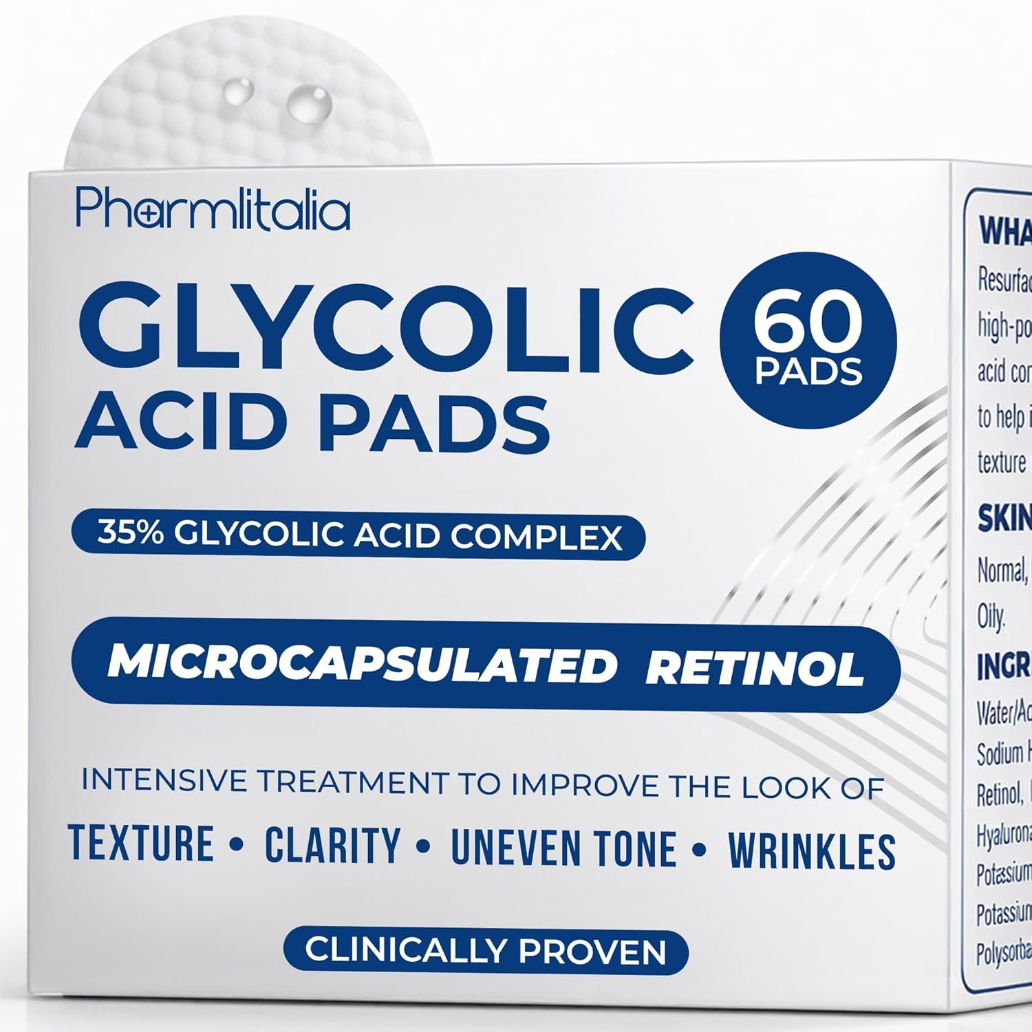 Glycolic Acid Pads 35% – Resurfacing Pads for Face & Body – Exfoliating Peel Pad for Body, Blackheads and Dark Spots – Helps Tone & Brightens Skin – Fine Lines and Wrinkles – 60 Count