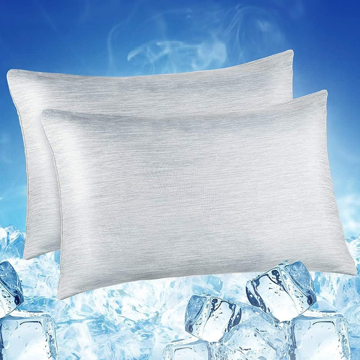 LUXEAR 2 Pack Cooling Pillow Cases for Hot Sleepers, Arc-Chill Q-Max > 0.5 Cool Pillowcases, Hair & Skin Friendly, Double-Sided, Hidden Zipper Cold Pillow Cover, Gifts for Women & Men, 20×26, Gray