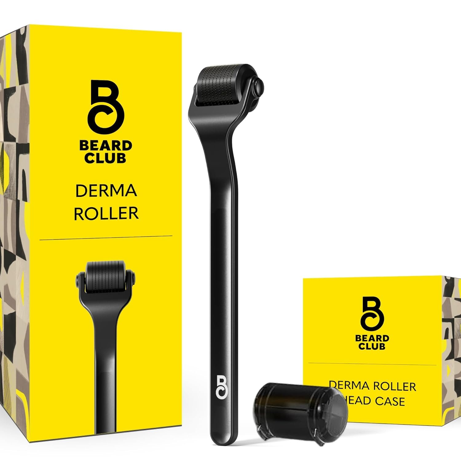 The Beard Club Premium Derma Roller for Face, Body and Scalp – Microneedling Roller for Men and Women with 540 Titanium Microneedles – for Hair & Beard – Weighted Metal Handle – Magnetic Storage Case