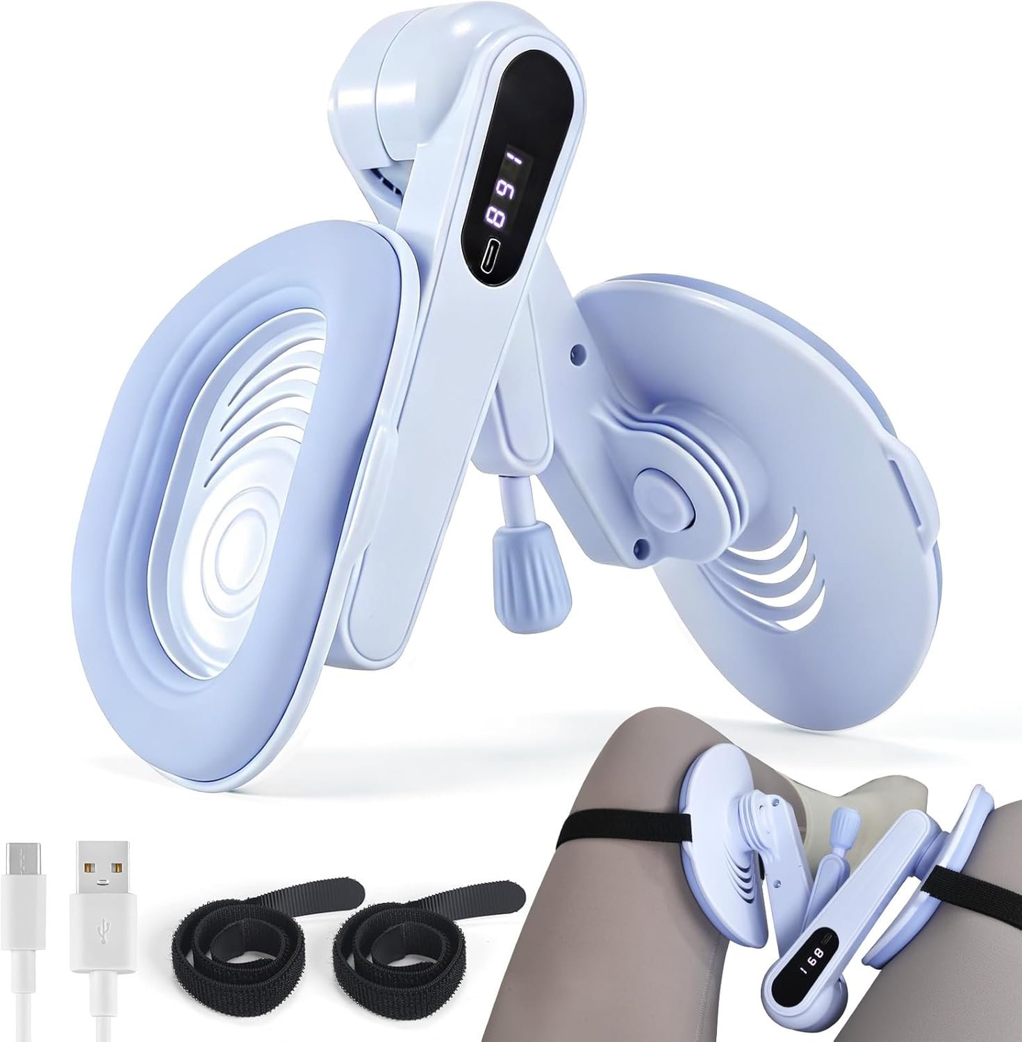 Thigh Trainer, Pelvic Floor Exercise Devices, Adjustable Resistance Inner Thigh Exerciser for Women, Home Fitness Workout Equipment for Pelvic Floor Muscle Repair, Kegel Exercise, Hip, Leg, Arm