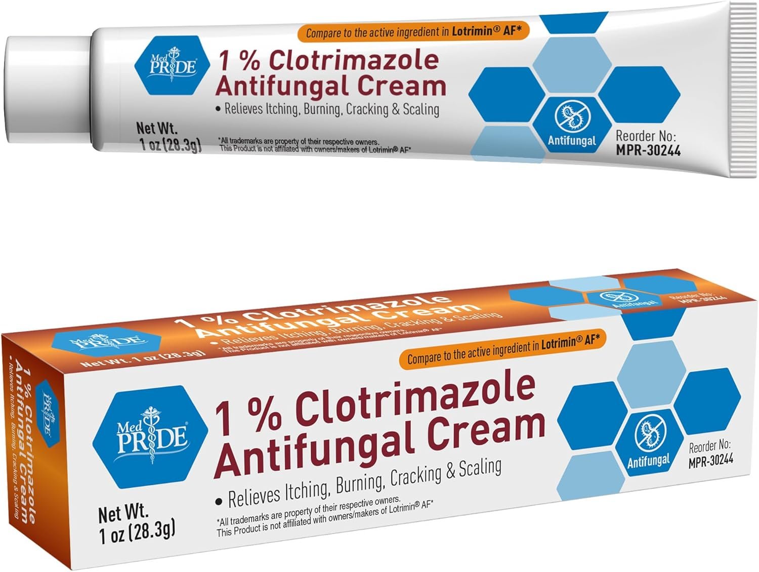 MED PRIDE 1% Clotrimazole Antifungal Cream 1oz- Fungus Skin Care Treatment with – Jock Itch Body Ointment – Fights Infection, Sweat Rash, Athletes Foot, Ringworm & Relieves Itching, Burning