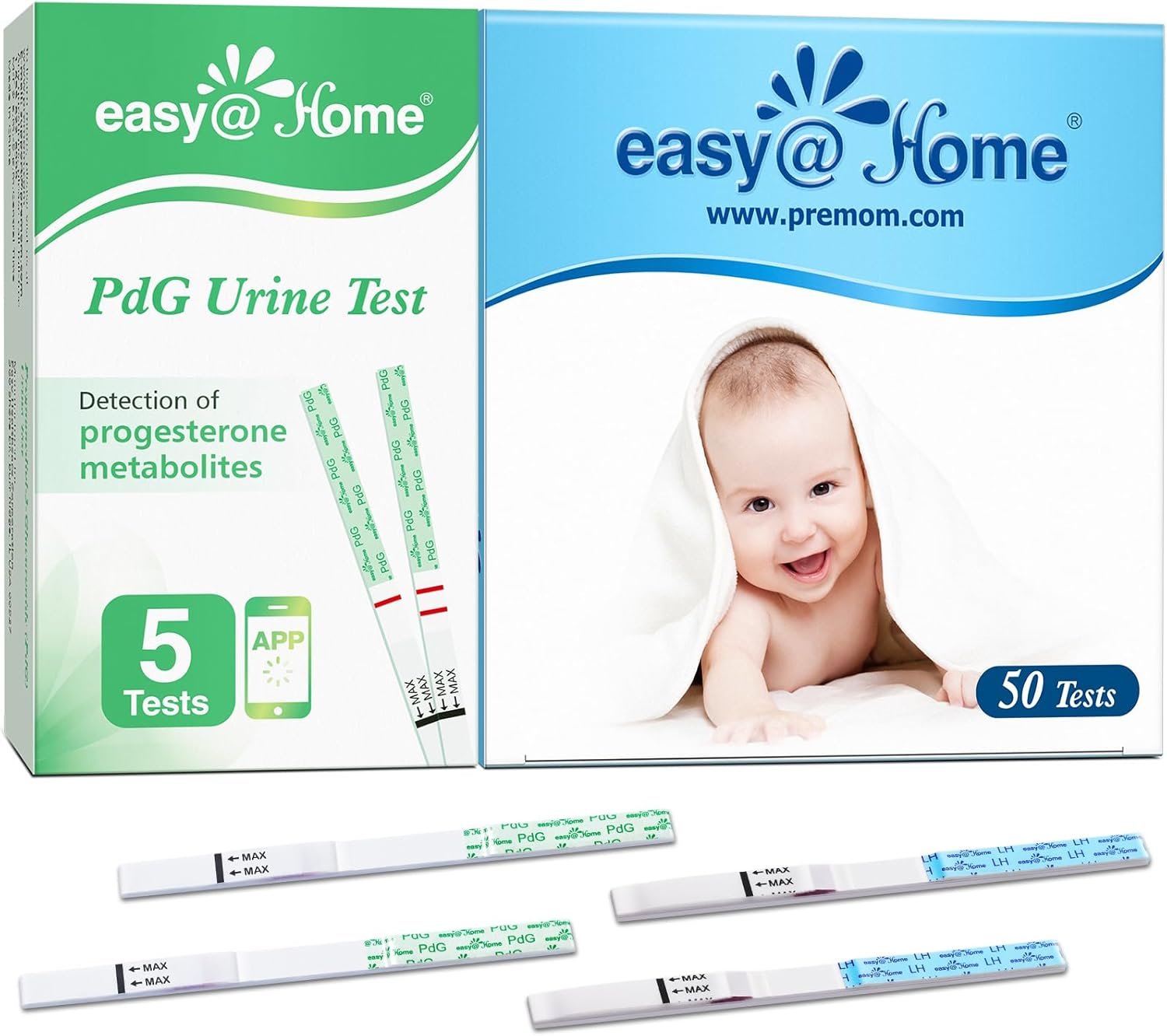Easy@Home 50 Ovulation Test Strips & 5 PdG Urine Tests to Track Ovulation