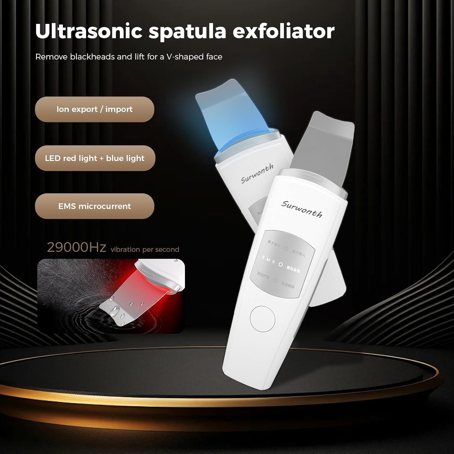 New Skin Face Spatula,Skin Scrubber Face Spatula – Skin Spatula Blackhead Remover Pore Cleaner with 3 Modes，Skin Cleaning Protection-Wet Your face Before use