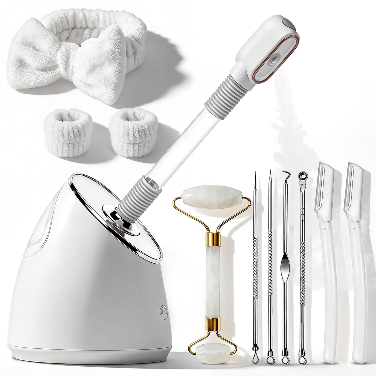 Pjordo Facial Steamer Spa Kit, Nano Ionic Face Steamer for Deep Cleaning Unclogs Pores, Warm Mist Humidifier Steamer for Face Home Sauna SPA, Self Care Gifts for Women