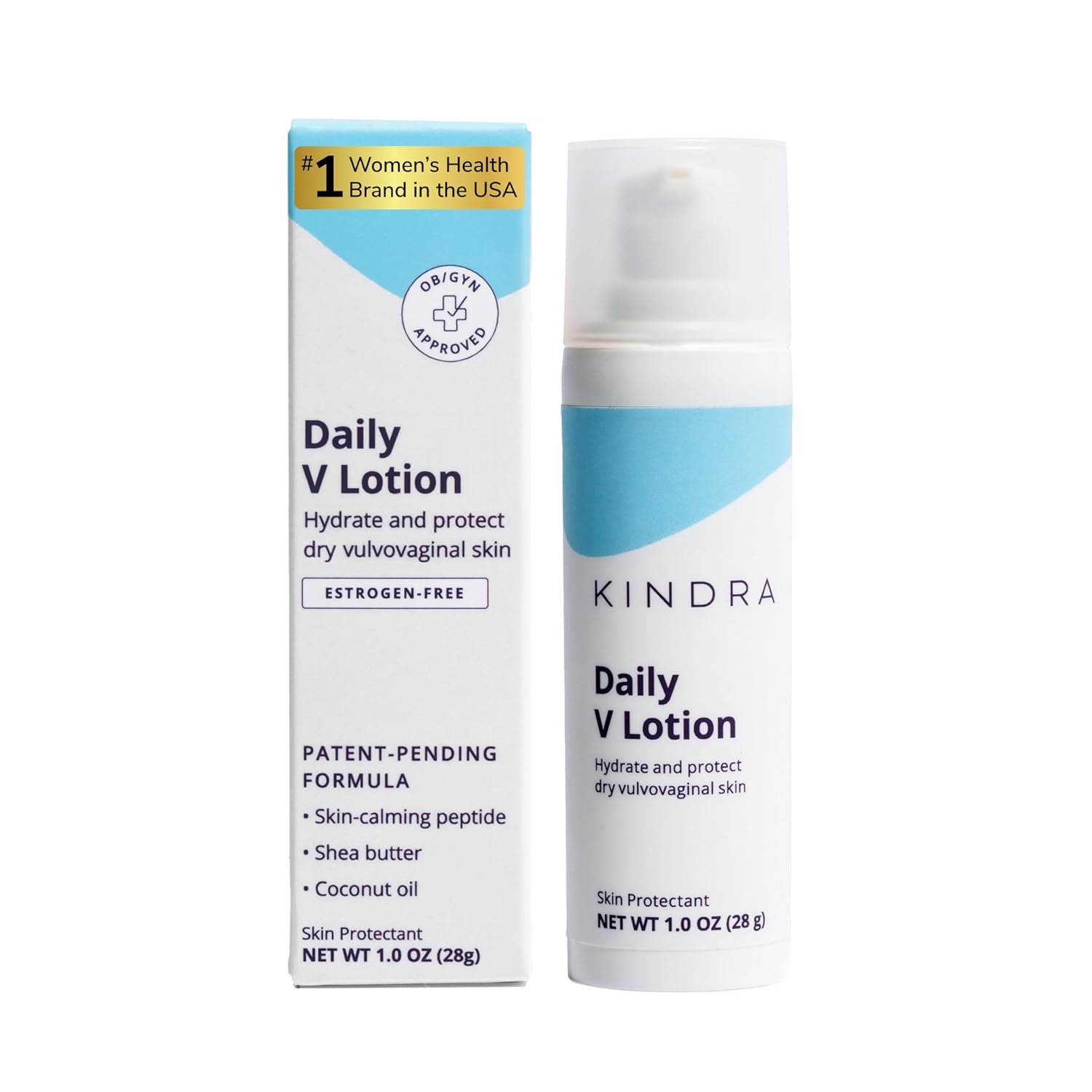 Kindra Daily V Vaginal Moisturizer Lotion – OBGYN Recommended for Dryness & Itch, with Hyaluronic Acid, Prevents Infection & Odor – Estrogen-Free Cream, pH-Balanced Feminine Care – 60 Applications