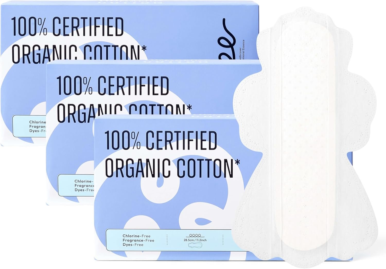 RPE Life Organic Cotton Pads, Large Size 4 Menstrual Pads with Wings for Heavy Flow, Highly Absorbent Period Pads for Women, Chlorine-Free Breathable Sanitary Pads, 48 Count