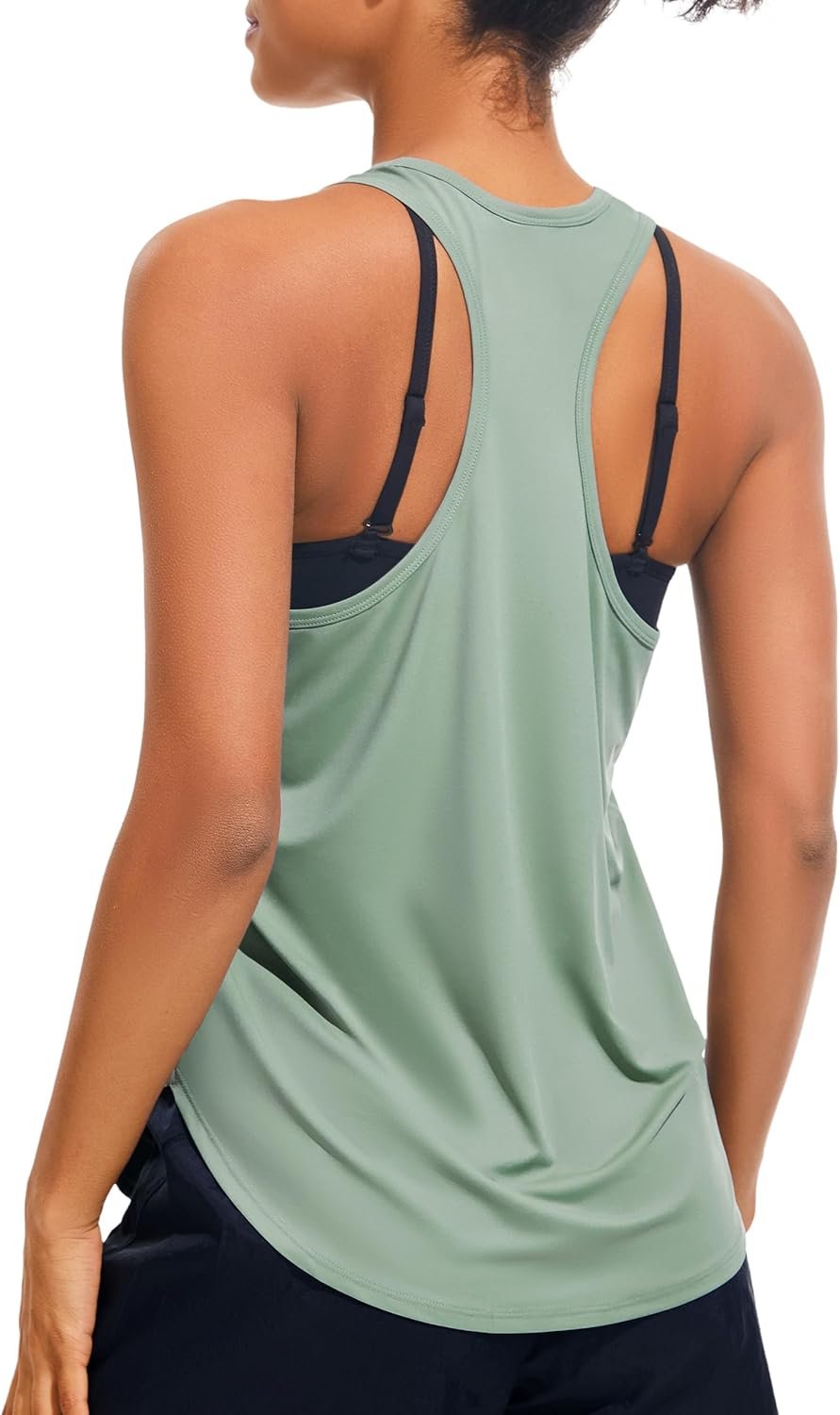 JOYSPELS Workout Tank Tops for Women, Ice Silk Quick Dry Athletic Running Shirts, Loose Fit Racerback Gym Tops