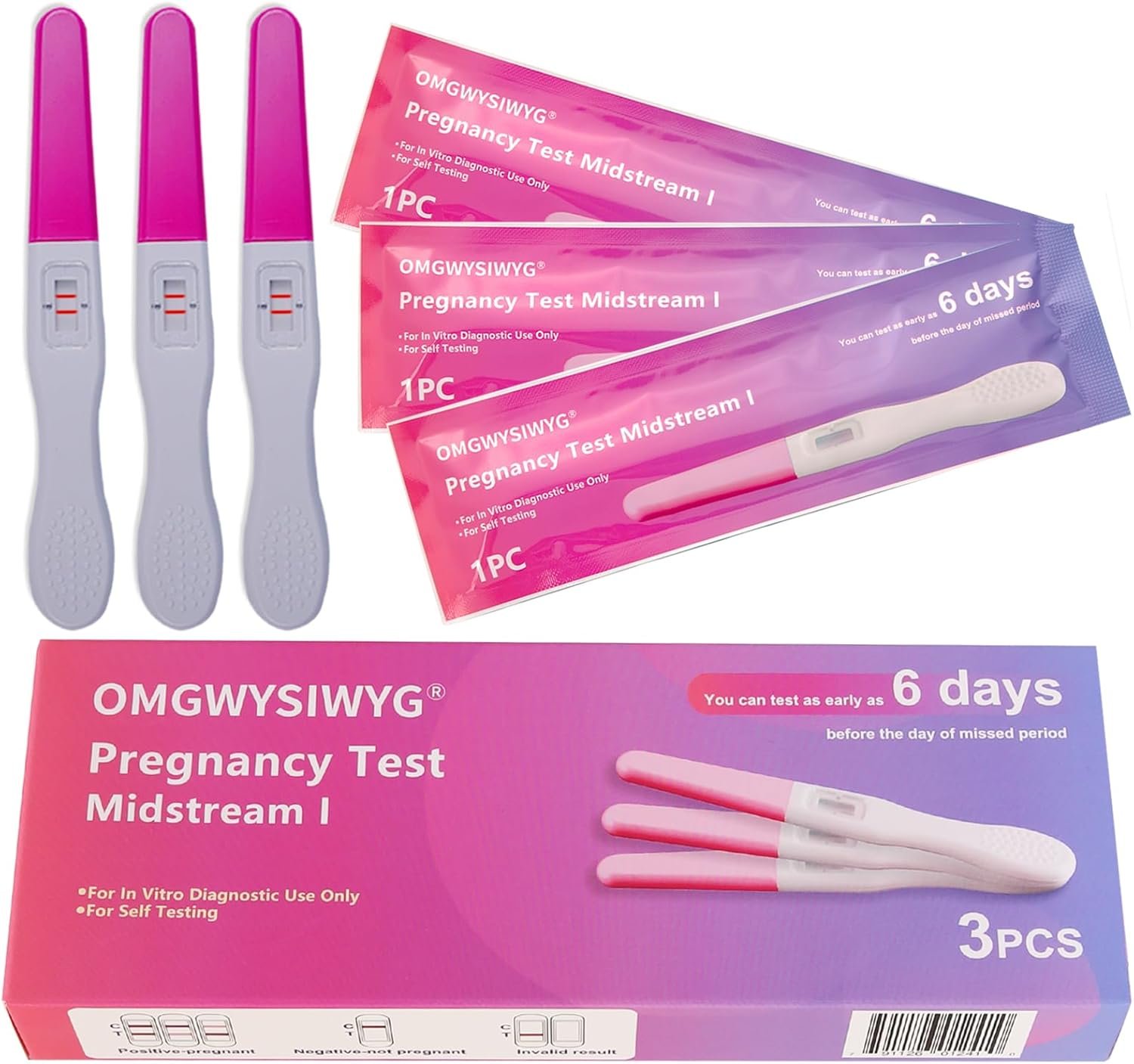 Pregnancy Test,6 Days Before Missed Period,High Sensitivity 10 MIU/ml Early Detection HCG Tests Over 99% Accurate and Reliable Results for Women Fertility at Home – 3 Packs