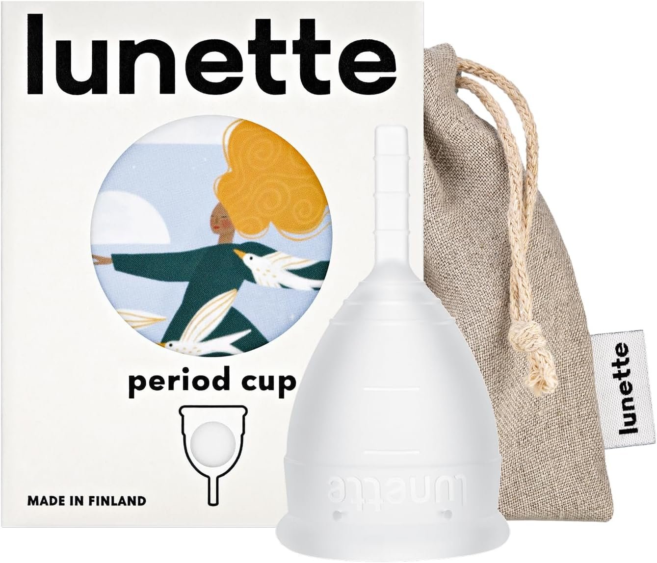 Lunette Menstrual Cup – Reusable Period Cup – BPA-Free Medical-Grade Silicone – Up to 12-Hours Comfort – Tampon Alternative Reusable for 10 Years – Made in Finland – Size 1 Clear