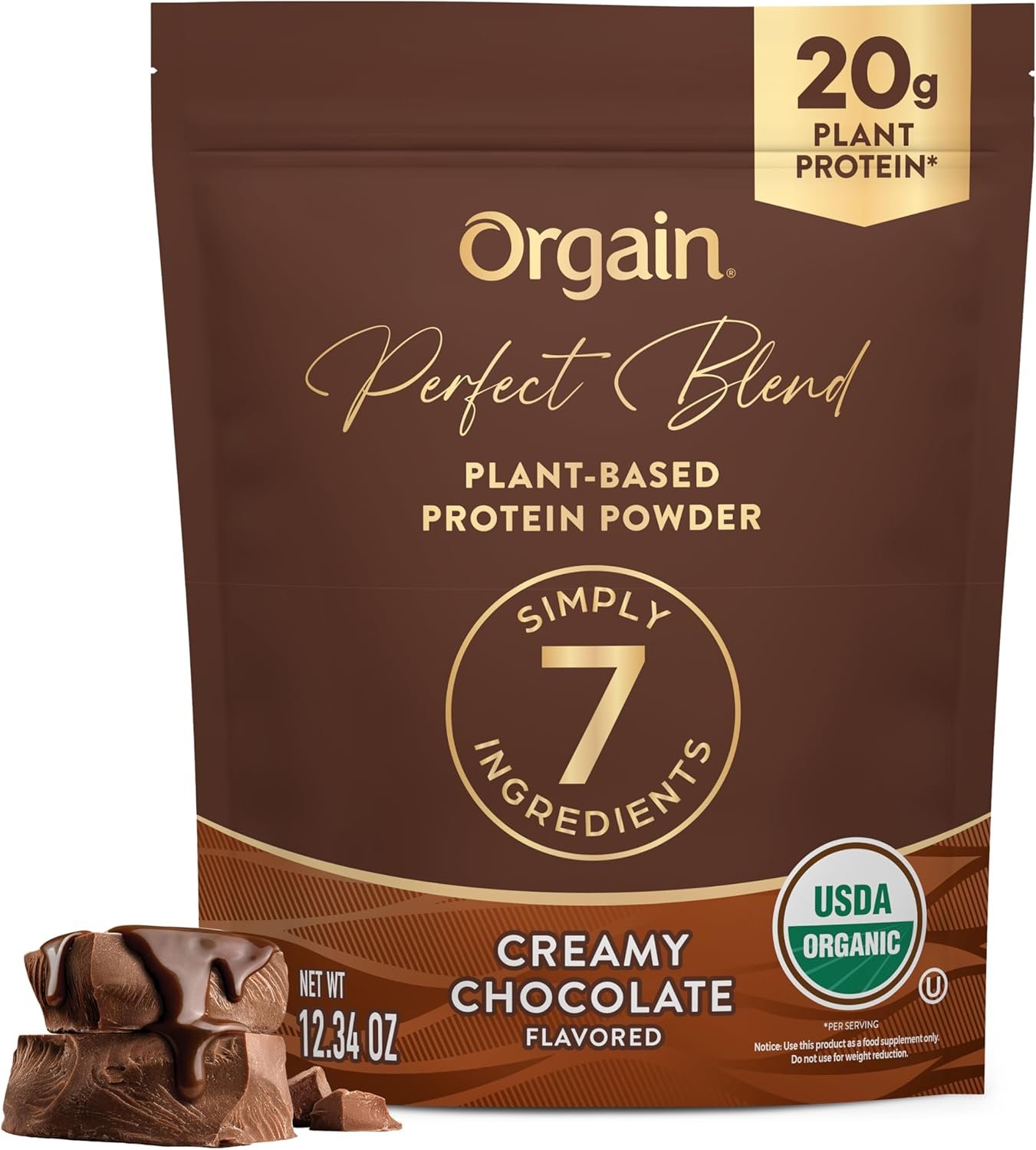 Orgain Organic Vegan Perfect Blend Protein Powder, 20g Clean Plant Protein, 7 Ingredients,